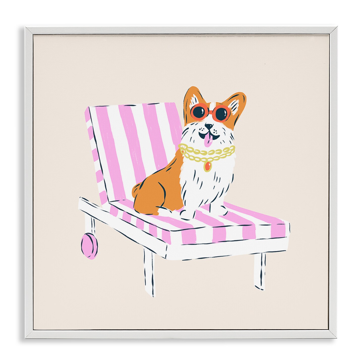 Stupell Industries Corgi in Lounge Chair Framed Giclee, design by Krissy Mast