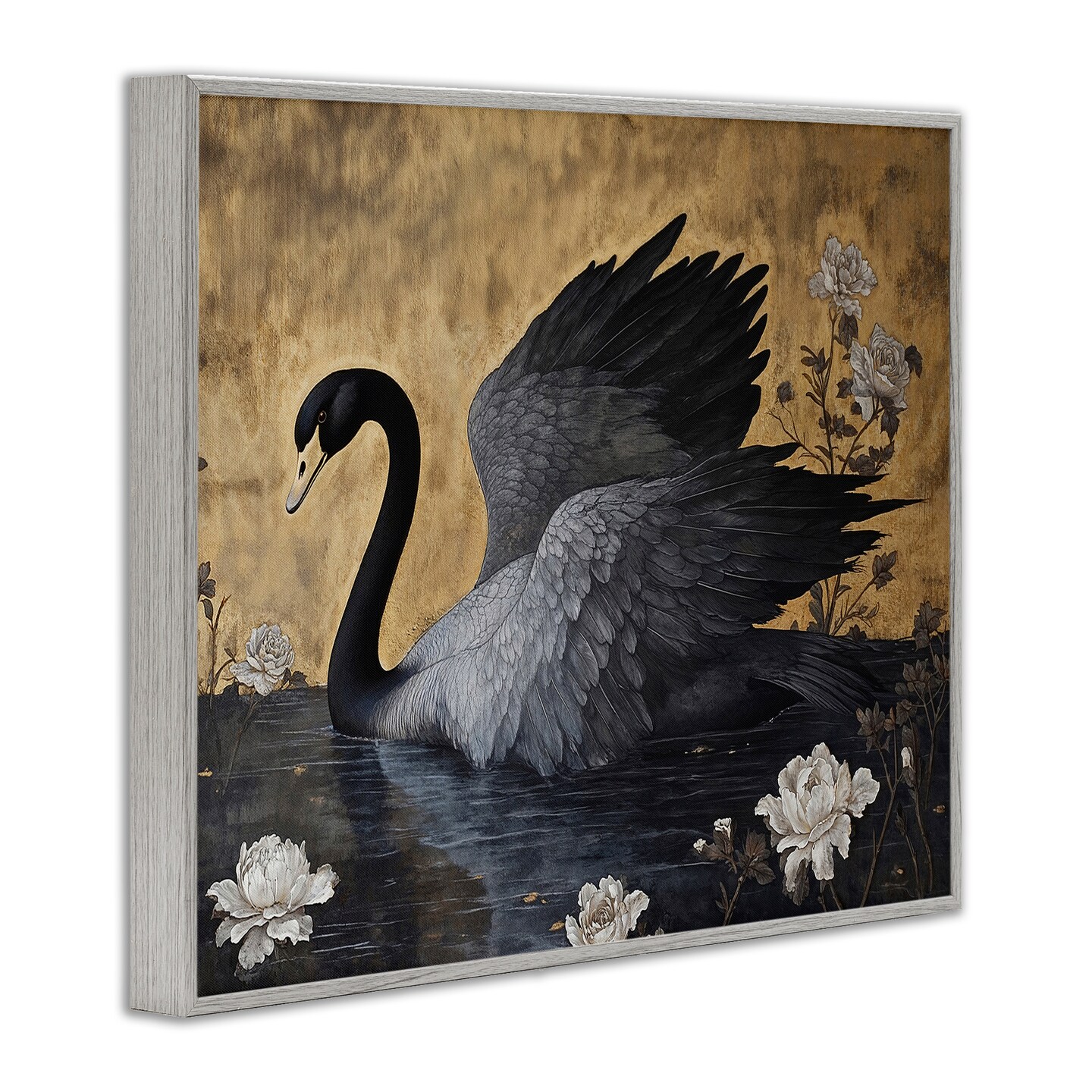 Stupell Industries Dark Swan on Lake Framed Giclee, design by Jose Perez