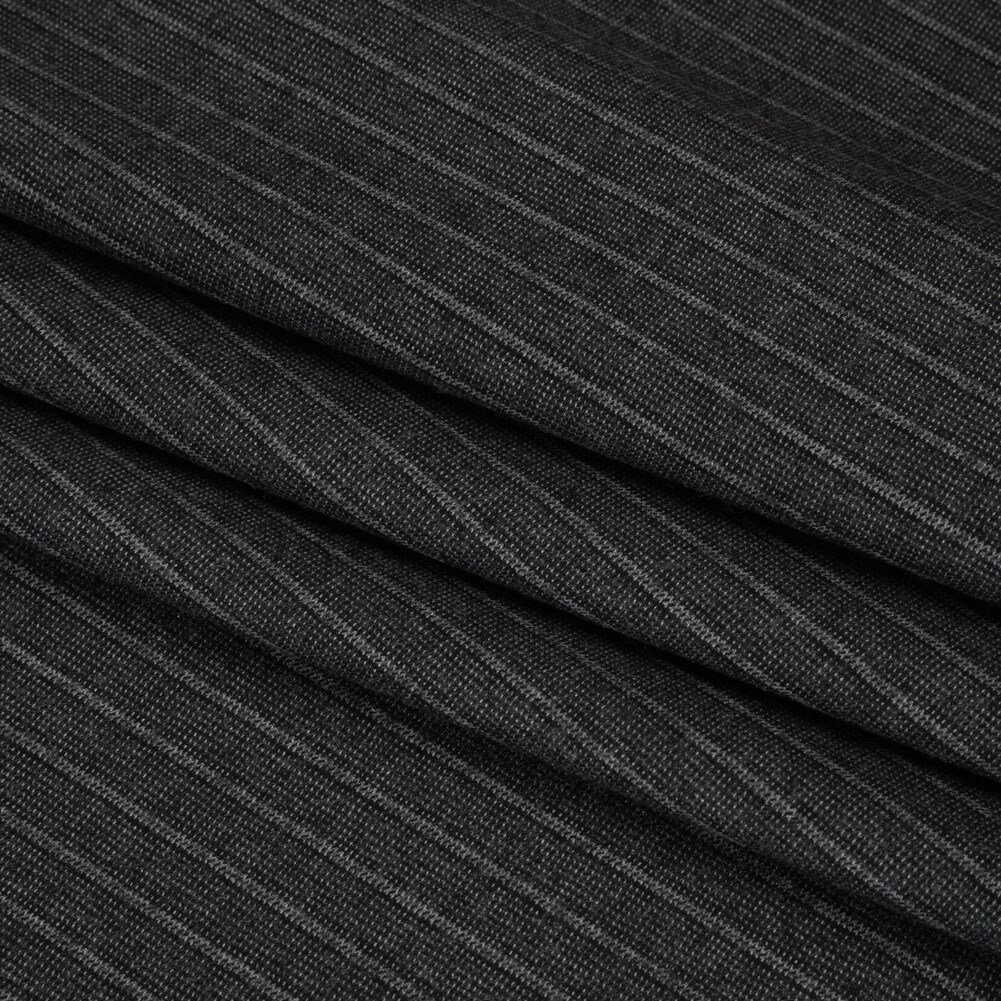 1 Yard Gray Stripes Super 140 Wool Suiting Made in Italy Deadstock 58 inch Width