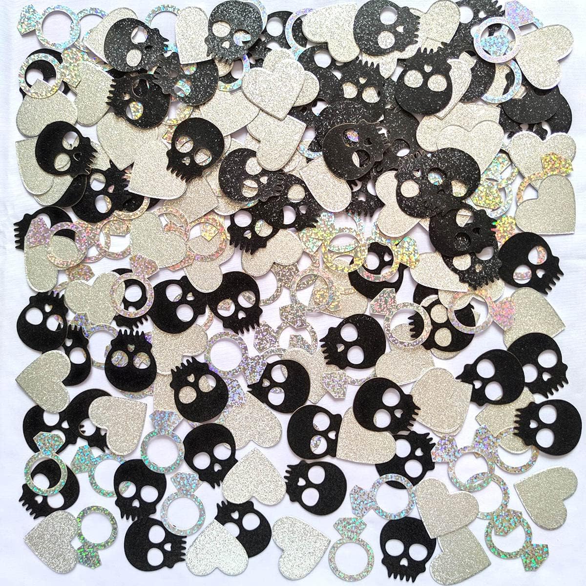 Skull Ring & Heart Confetti for Gothic Bachelorette Party Gothic