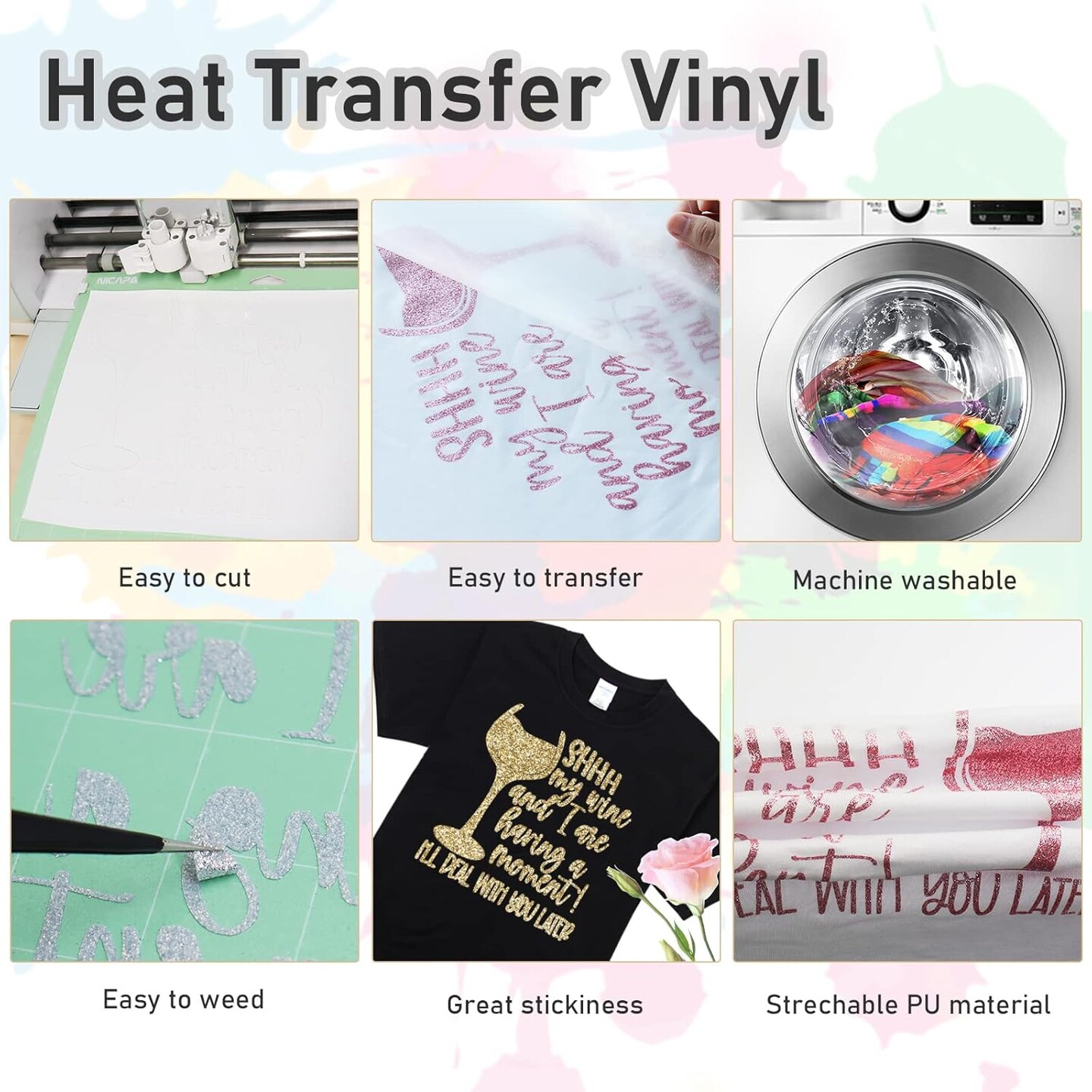 Confetti Glitter HTV Heat Transfer Vinyl Roll - Confetti