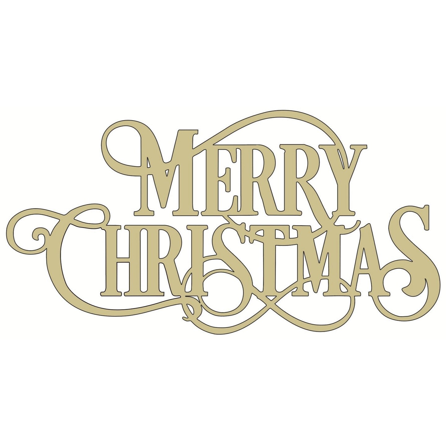 Merry Christmas Script Unfinished Wood