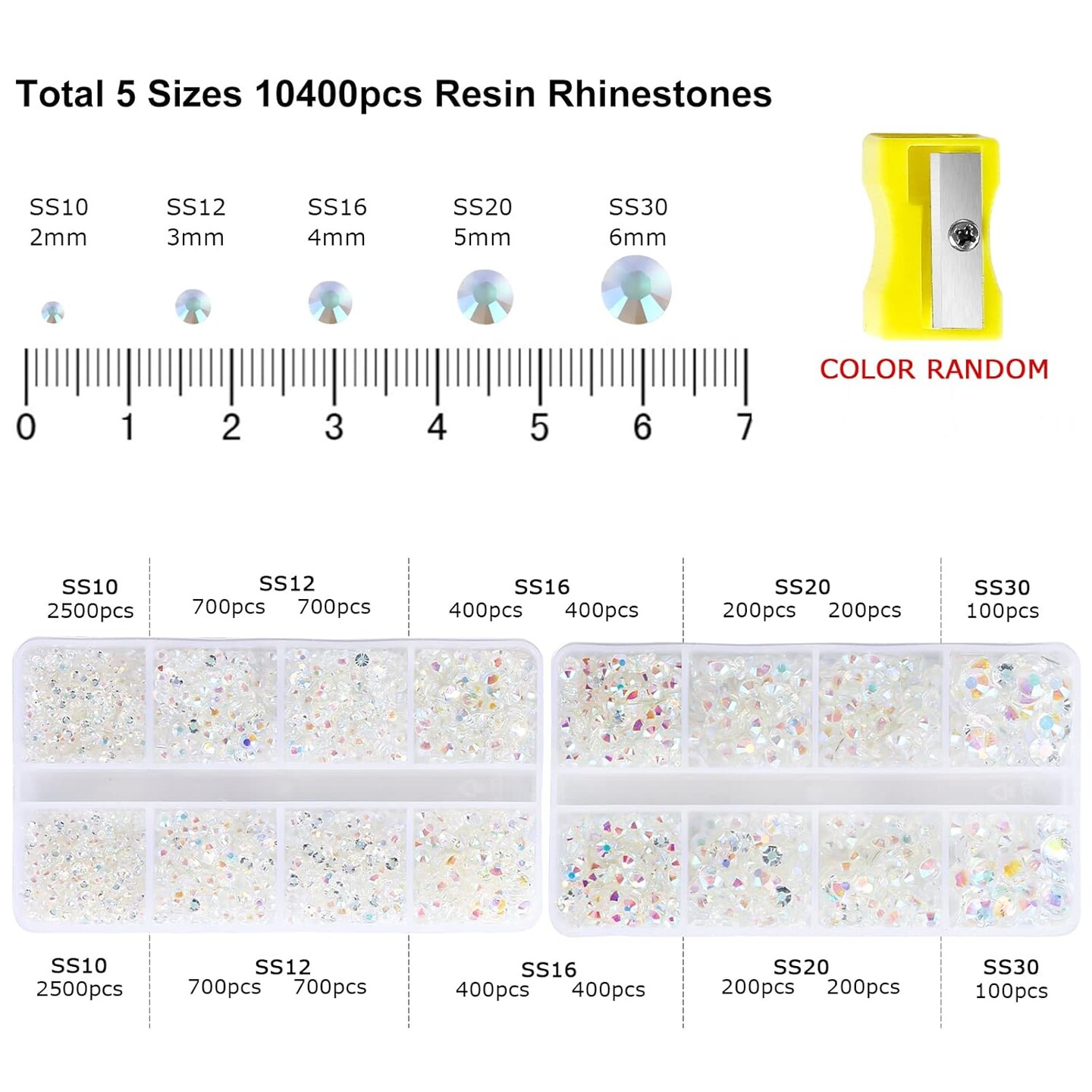 10400PCS Transparent AB Flatback Rhinestones with Tools