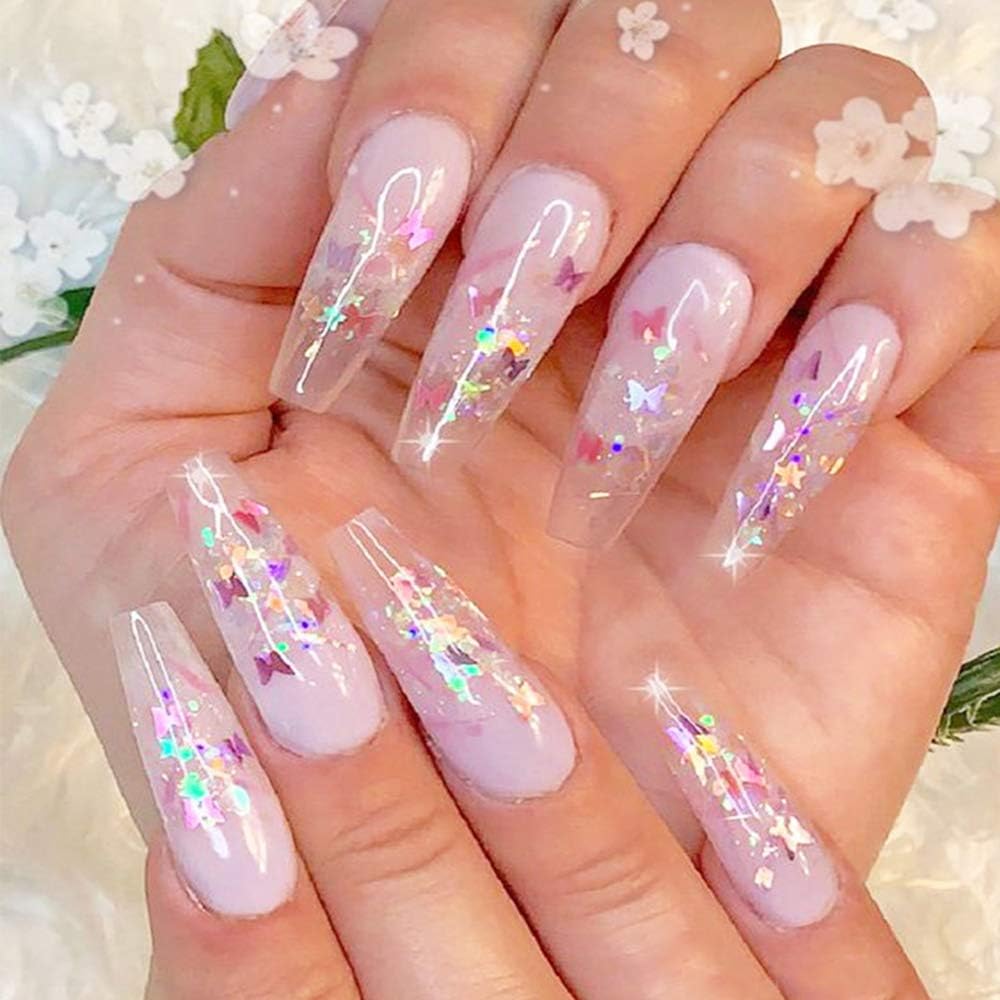 12 Colors Butterfly Glitter Nail Sequins Holographic 3D Nail Art Flakes