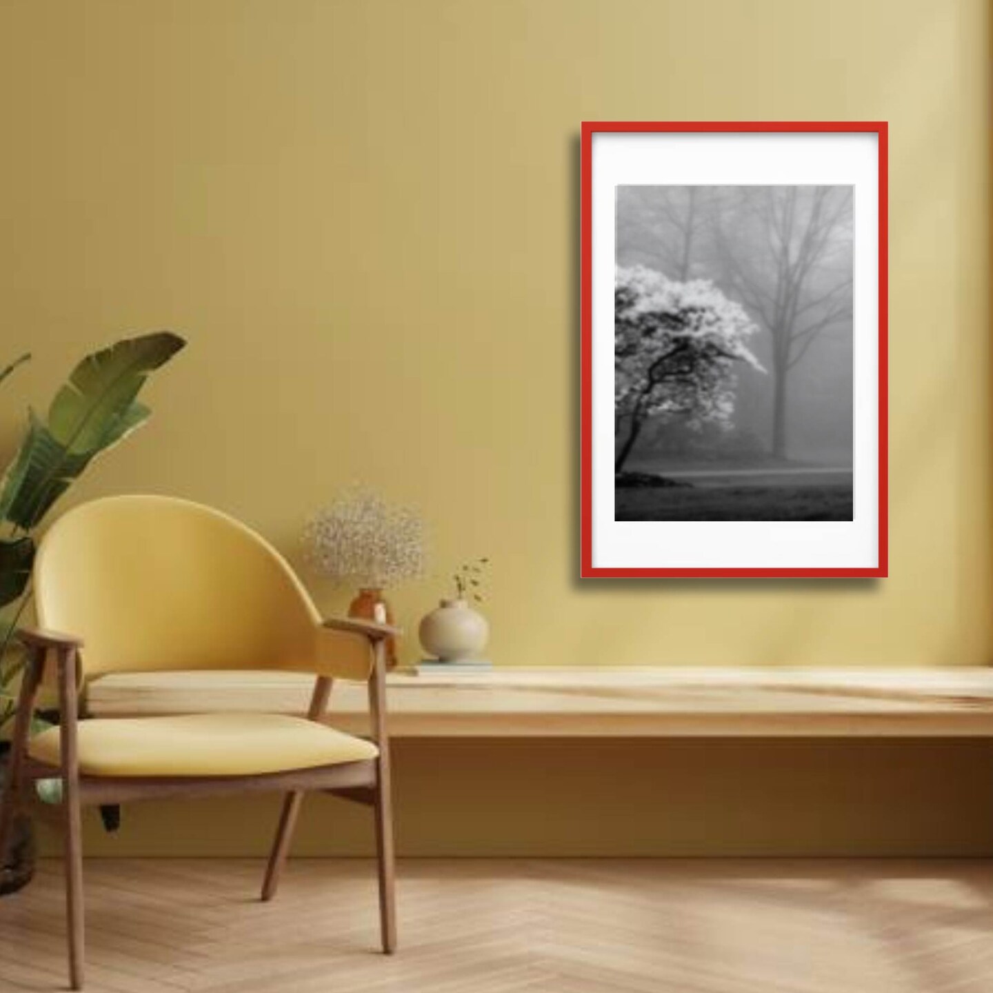 24x36" Red Frame with Mount Horizontal/Vertical No-Nail Hanging Depth Display