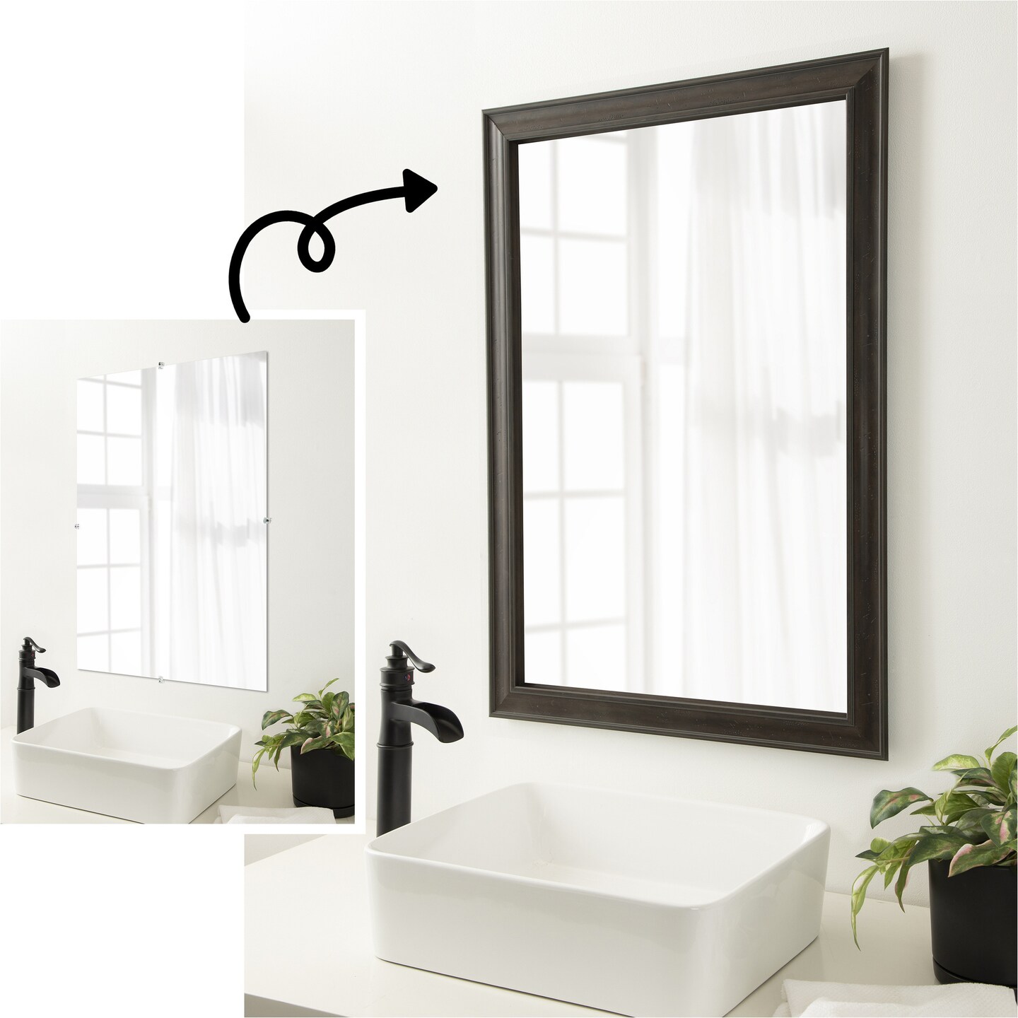 Amanti Art Mirror Makeover Bathroom Mirror Frame Border Kit - Fully Assembled Peel and Stick Frame - Mirror NOT Included - Shipwreck Narrow Trim