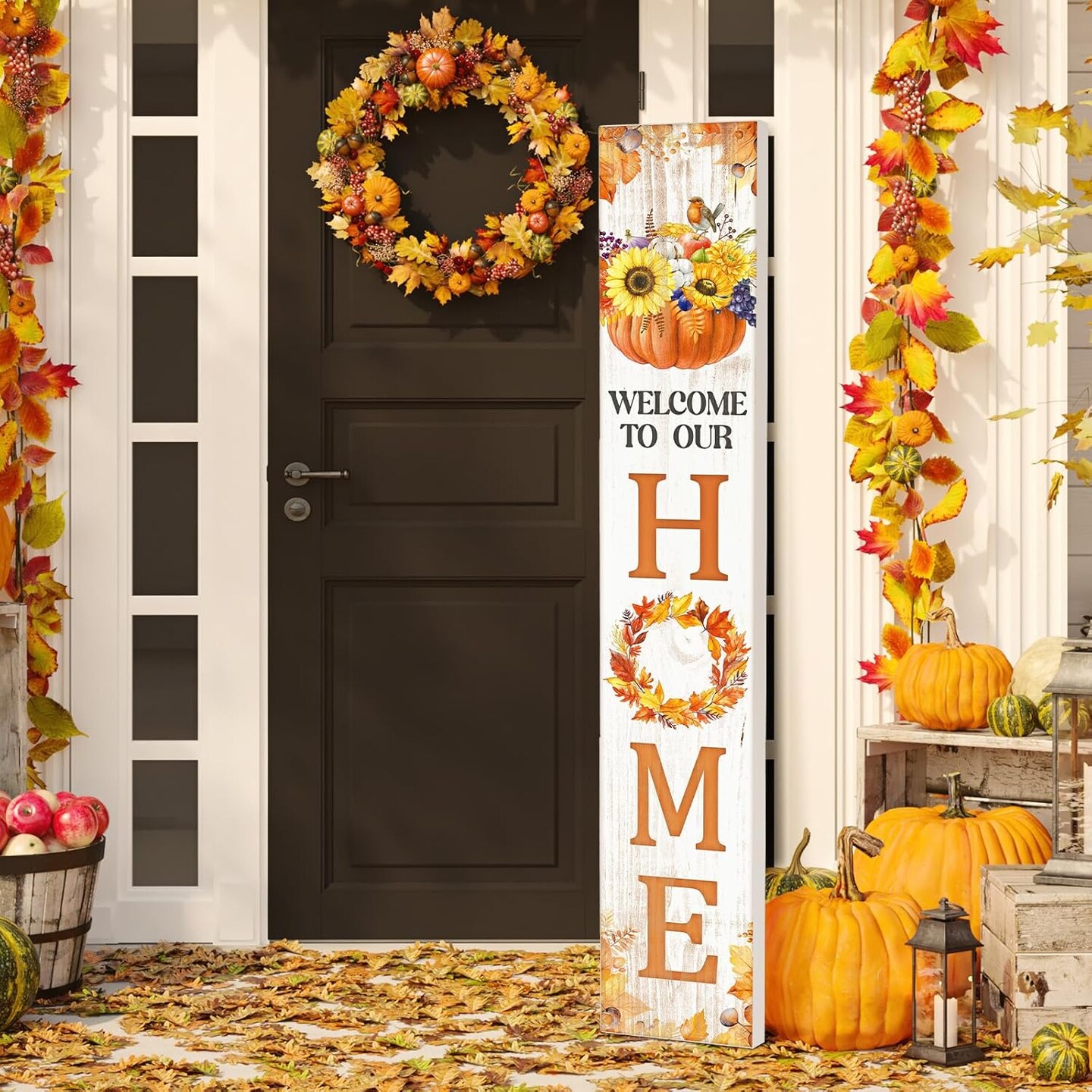 Farmhouse Fall Welcome Porch Signs (Blue)