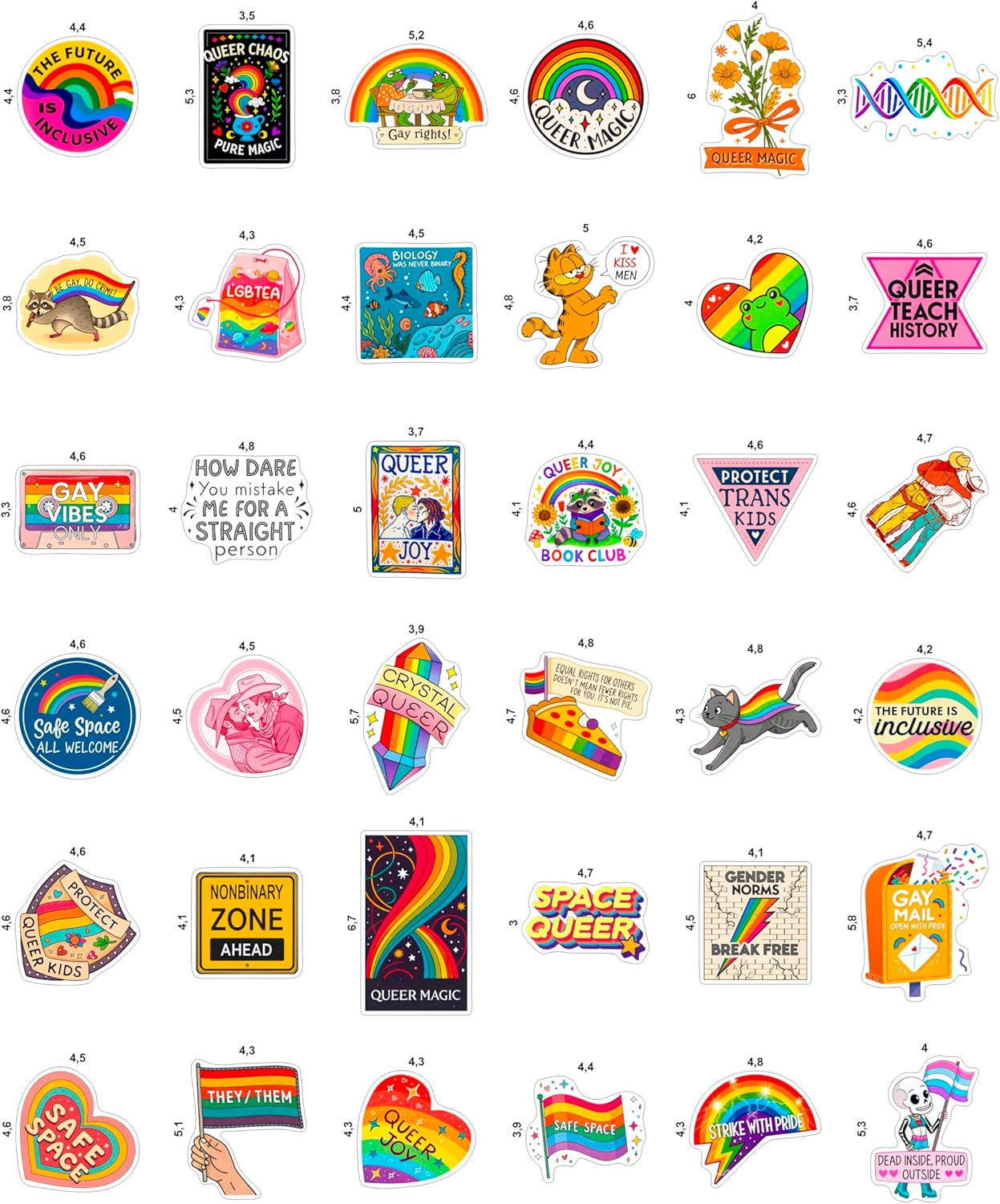100PCS Queer LGBTQ+ Pride Stickers Pack – Waterproof Vinyl Decals for Water Bottles, Laptops, Skateboards & Phones | Gay Trans Queer Pride Party & Gift Accessories