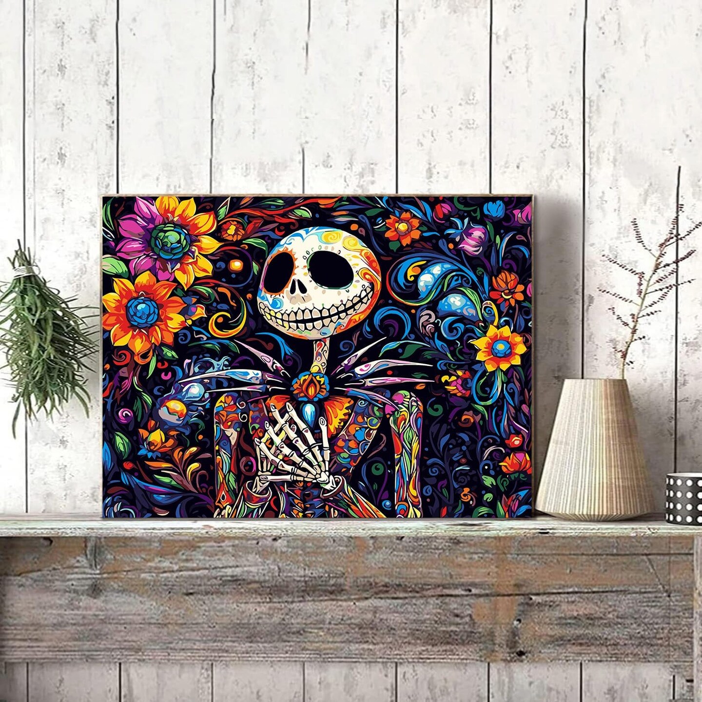 Jack Paint by Numbers Kit for Adults – Beginner-Friendly Halloween Canvas Painting, Easy Acrylic Paint by Numbers for Home Décor and Gifts (16 x 12 inches, Nightmare Before Christmas Design)