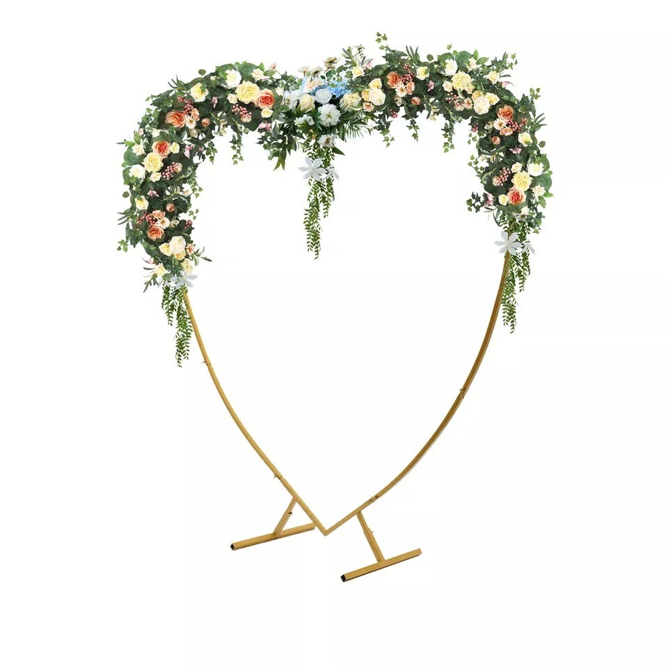 Heart Shaped Gold Metal Balloon Arch Stand Frame For Wedding Decor Display Kit
