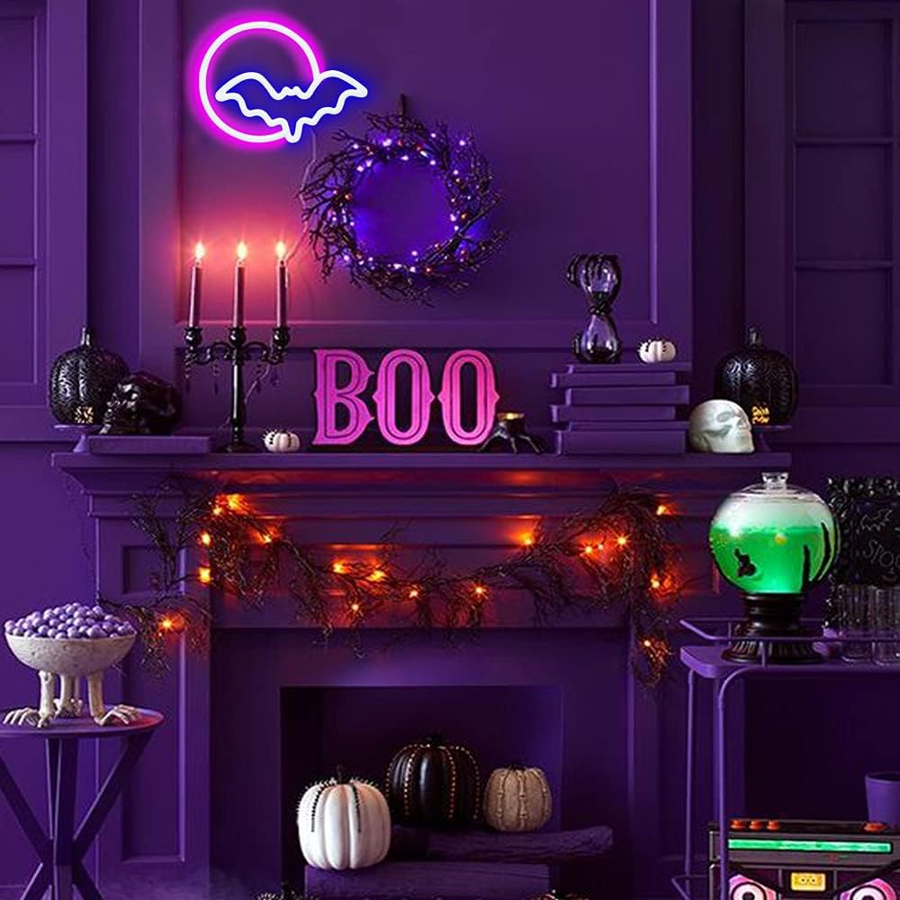 Moon and Bat LED Neon Lights