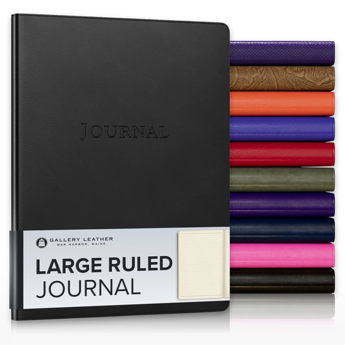 Gallery Leather Journal - Crafted in Maine, USA - Elegant Leather Writing Notebook with 192 Lined Pages - A Timeless Space for Your Thoughts - 9.75x7.5 ", Large Lined