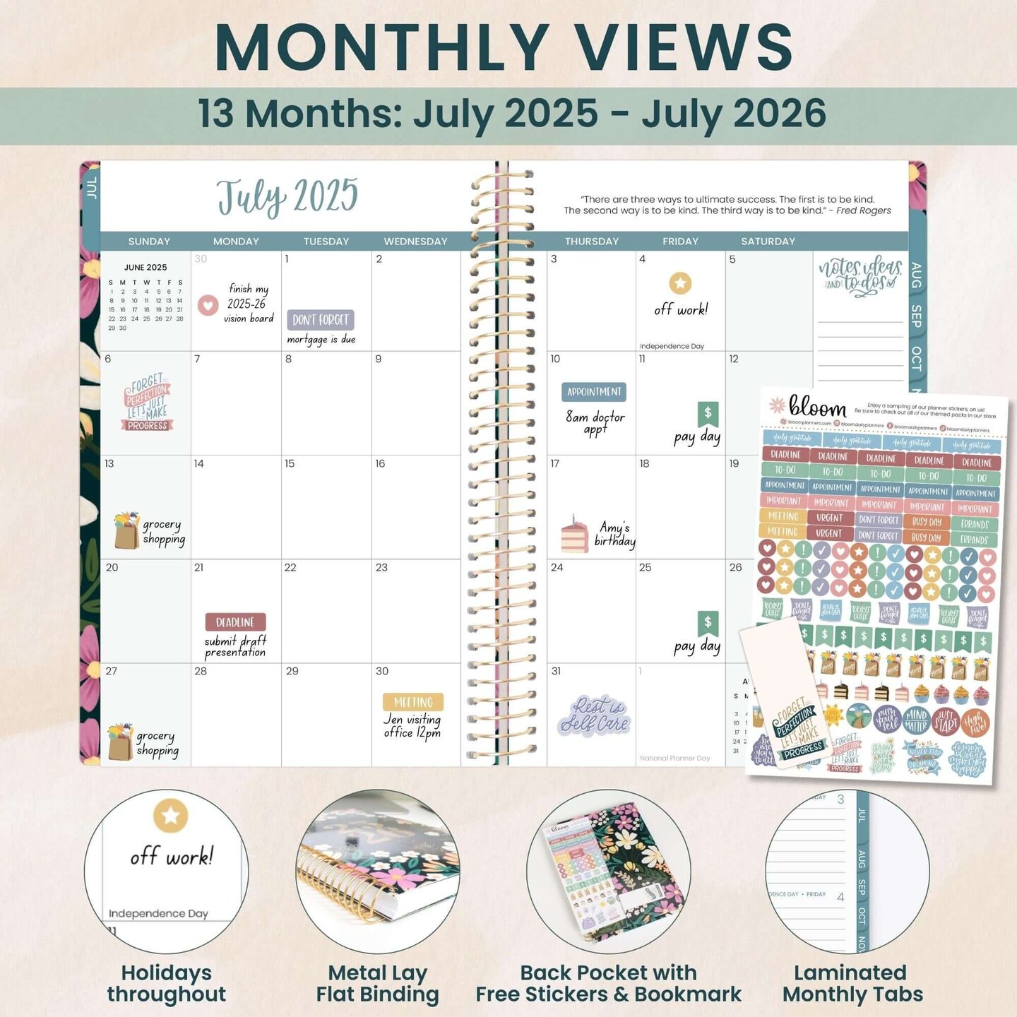 bloom daily planners 2025-26 Academic Planner, Soft Cover, 5.5&#x22; x 8.25&#x22;, Blooming Wildly