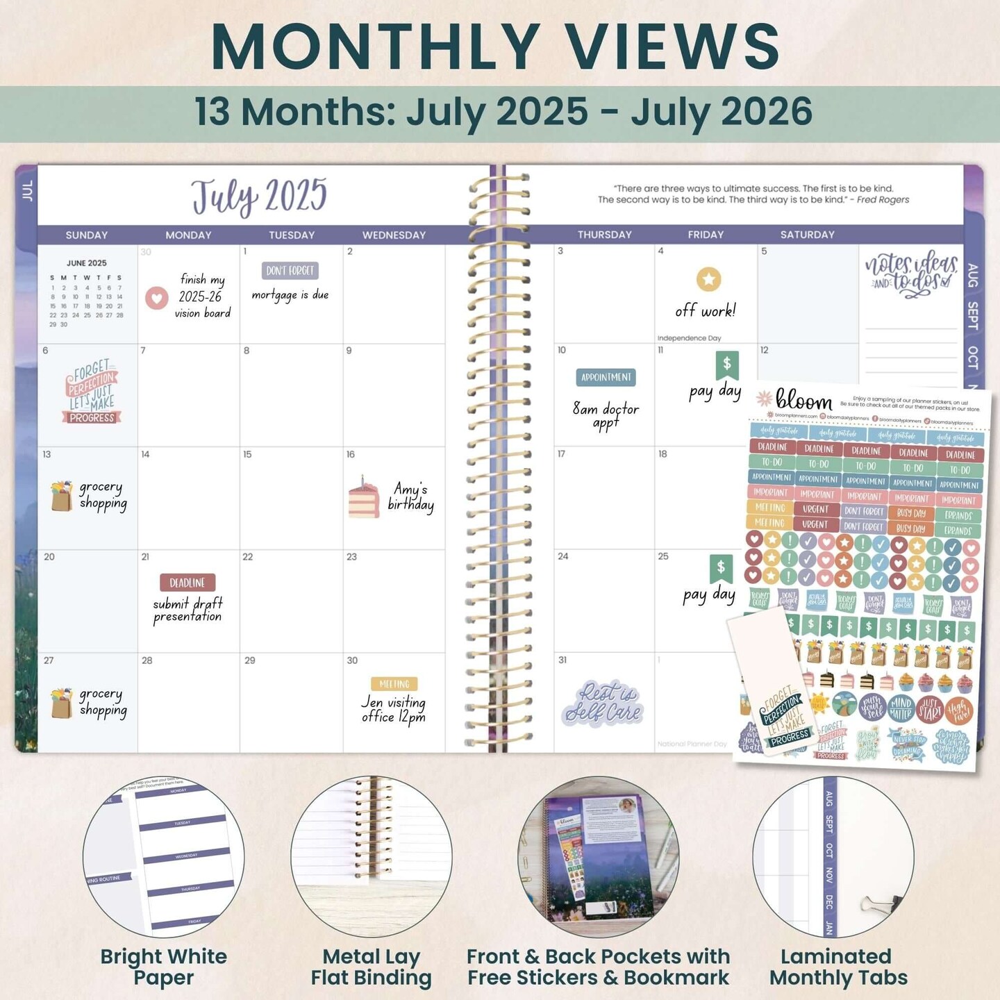 bloom daily planners 2025-26 Academic Planner, Soft Cover, 8.5&#x22; x 11&#x22;, Mystical Mountains