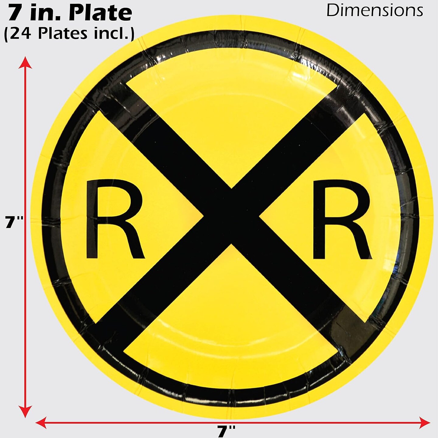 Railroad Paper Party Plates (24 pack) 7 inch Round Dessert Plates Great for Serving Cake at Train Themed Events, Kid&#x27;s Birthday Party, Train Collectors