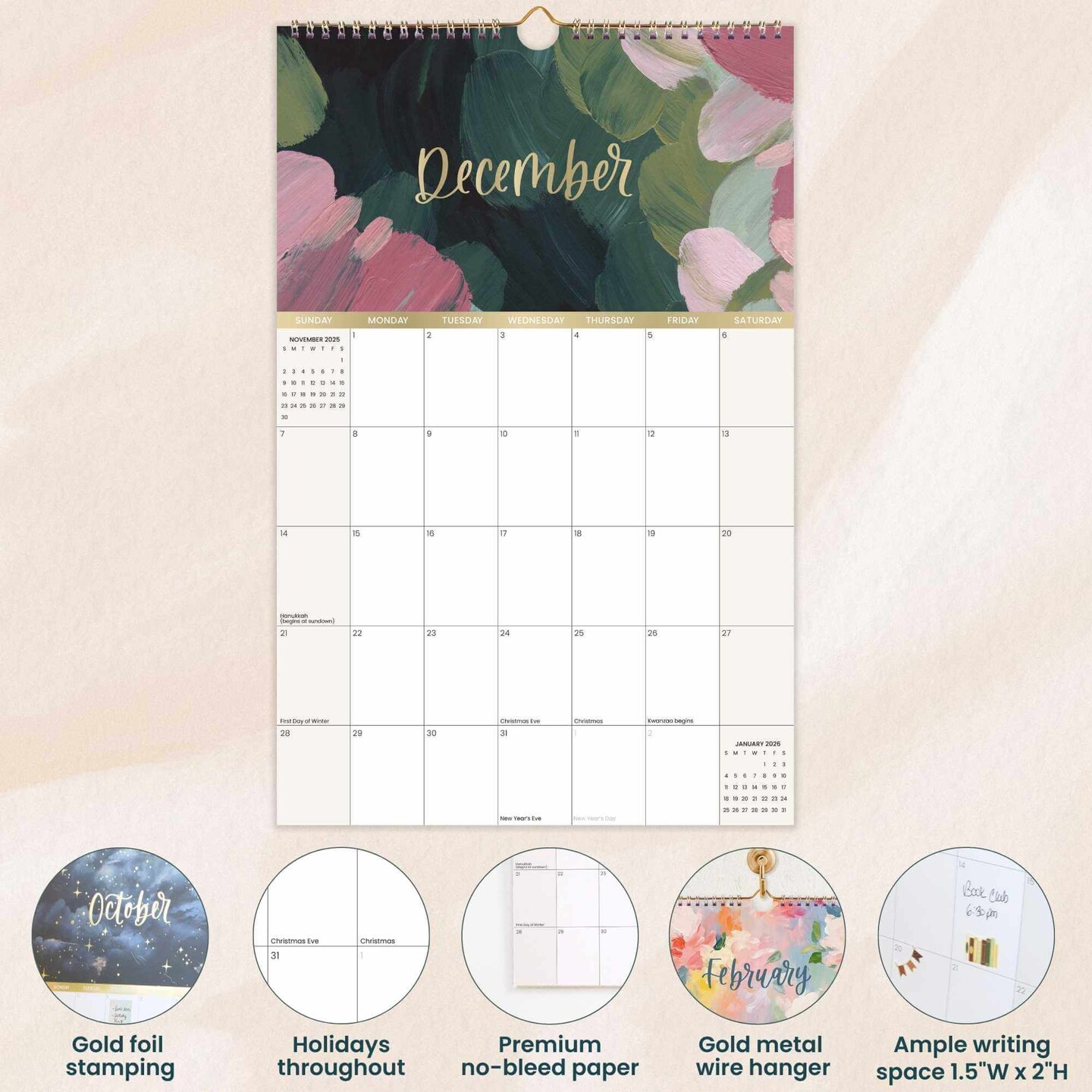 bloom daily planners 2025-26 Academic Hanging Calendar, 11&#x22; x 17&#x22;, Seasonal