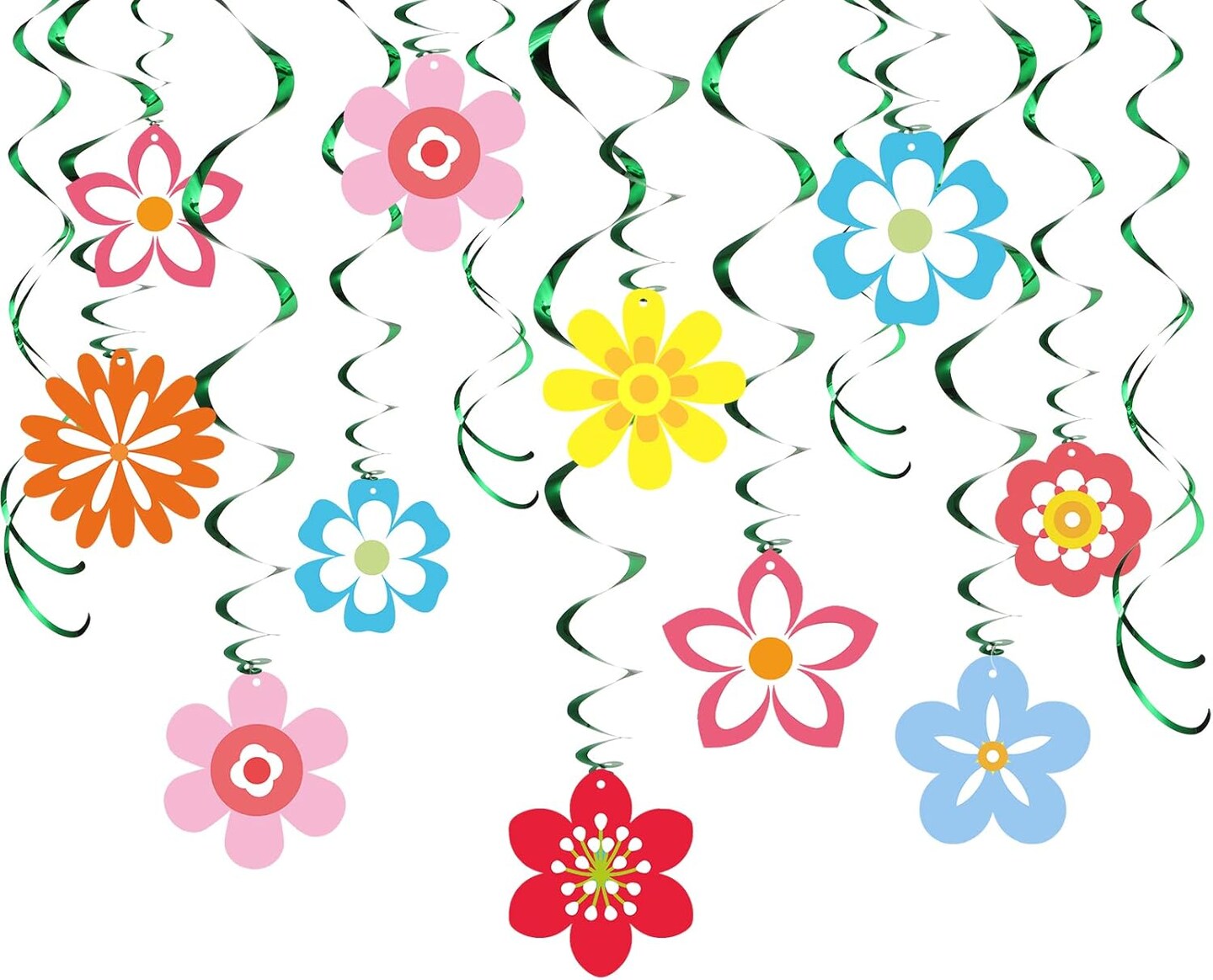 54 Pieces Flower Hanging Swirls Spring Hanging Decorations
