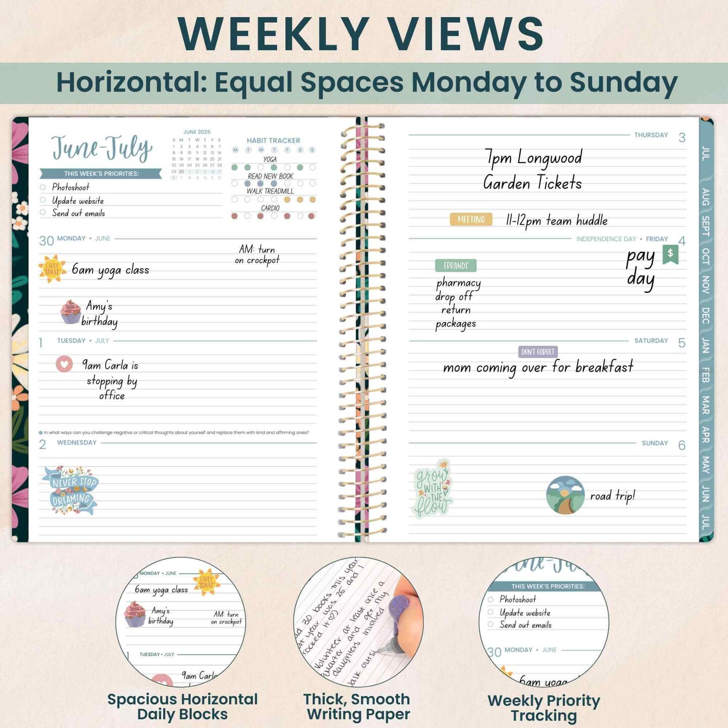 bloom daily planners 2025-26 Academic Planner, Soft Cover, 8.5&#x22; x 11&#x22;,  Blooming Wildly