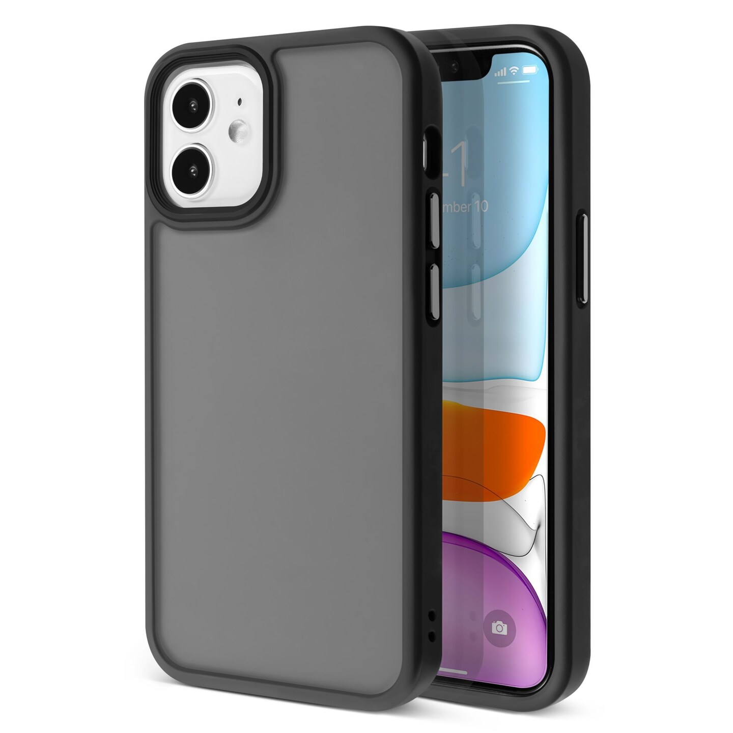 Insten Compatible with iPhone 12 Mini Case 5.4 inch, Translucent Matte Hybrid Hard Back Flexible TPU Bumper, Anti-Shatter Anti-shock Drop Protection, Wireless Charging, Black