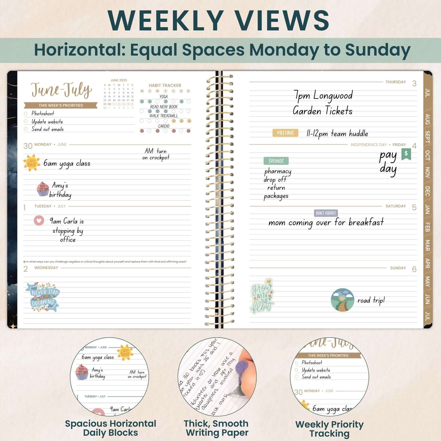 bloom daily planners 2025-26 Academic Planner, Soft Cover, 8.5" x 11", Midnight Sky