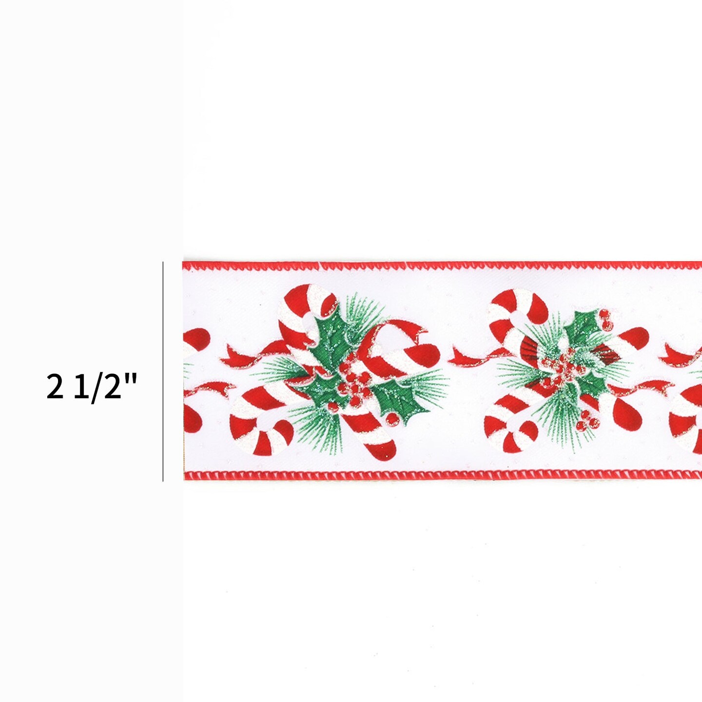 LaRibbons 2 1/2&#x22; Wired Ribbon | &#x22;Candy Cane&#x22; White/Red/Iris | 10 Yard Roll