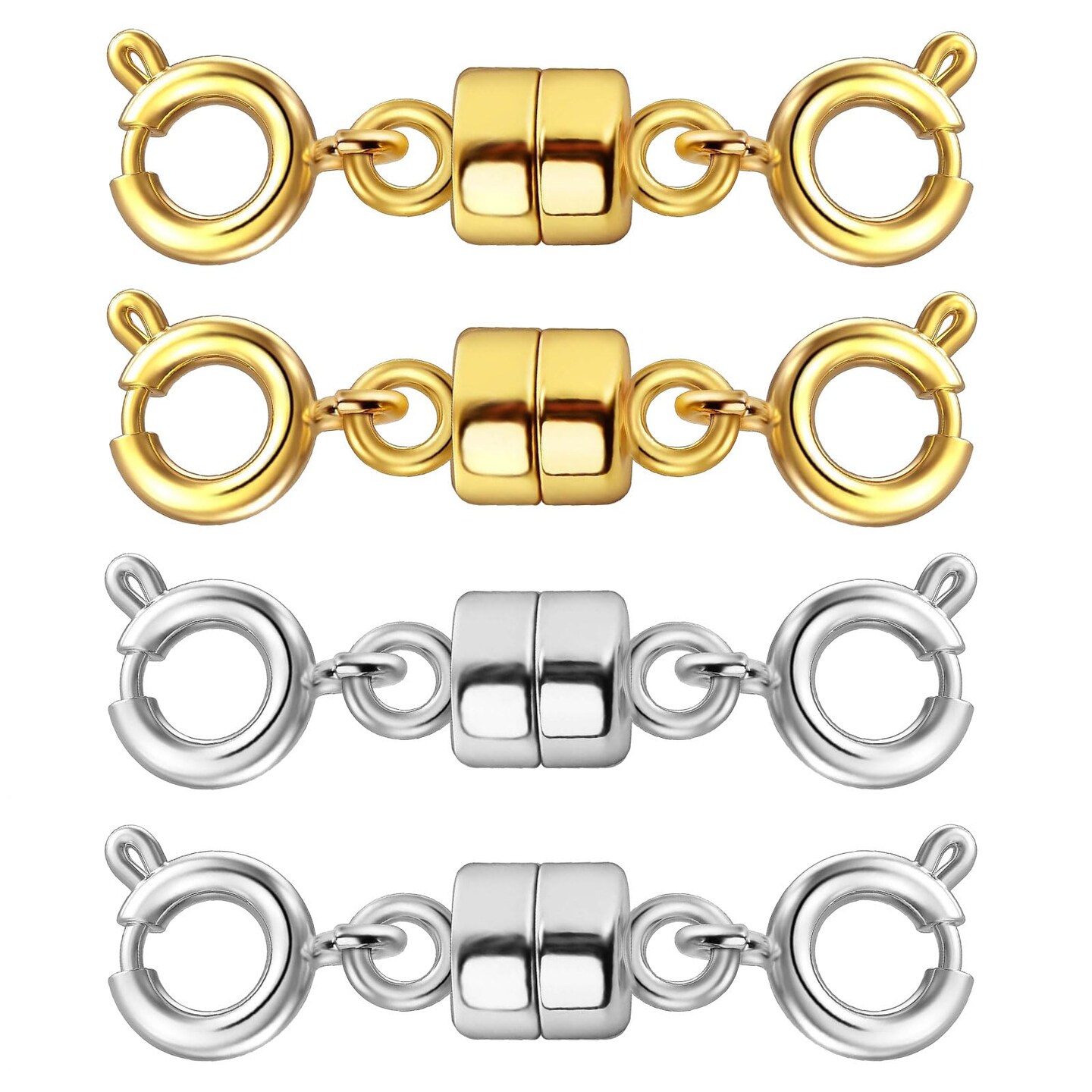 Qulltk Double Magnetic Necklace Clasps and Closures 14K Gold and Silver Bracelet Extender Jewelry Clasps Converters for DIY Jewelry Making