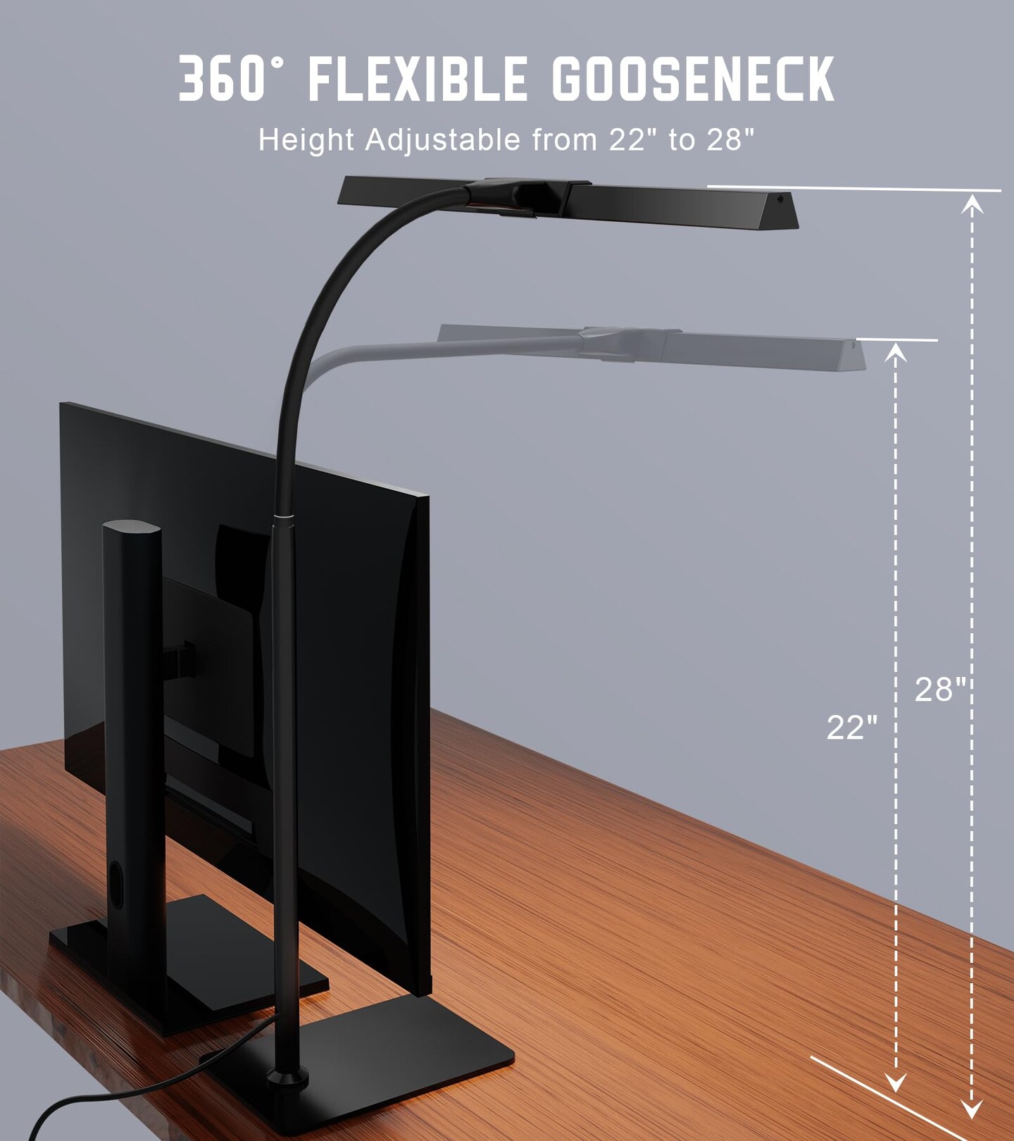 Desk Lamp for Home Office with Base, Eye-Caring Desk Light with Adjustable Gooseneck, 12W USB Adapter Touch Control 5 Dimmable Brightness & Color Tall Lamp for Work, Computer, Study, Task