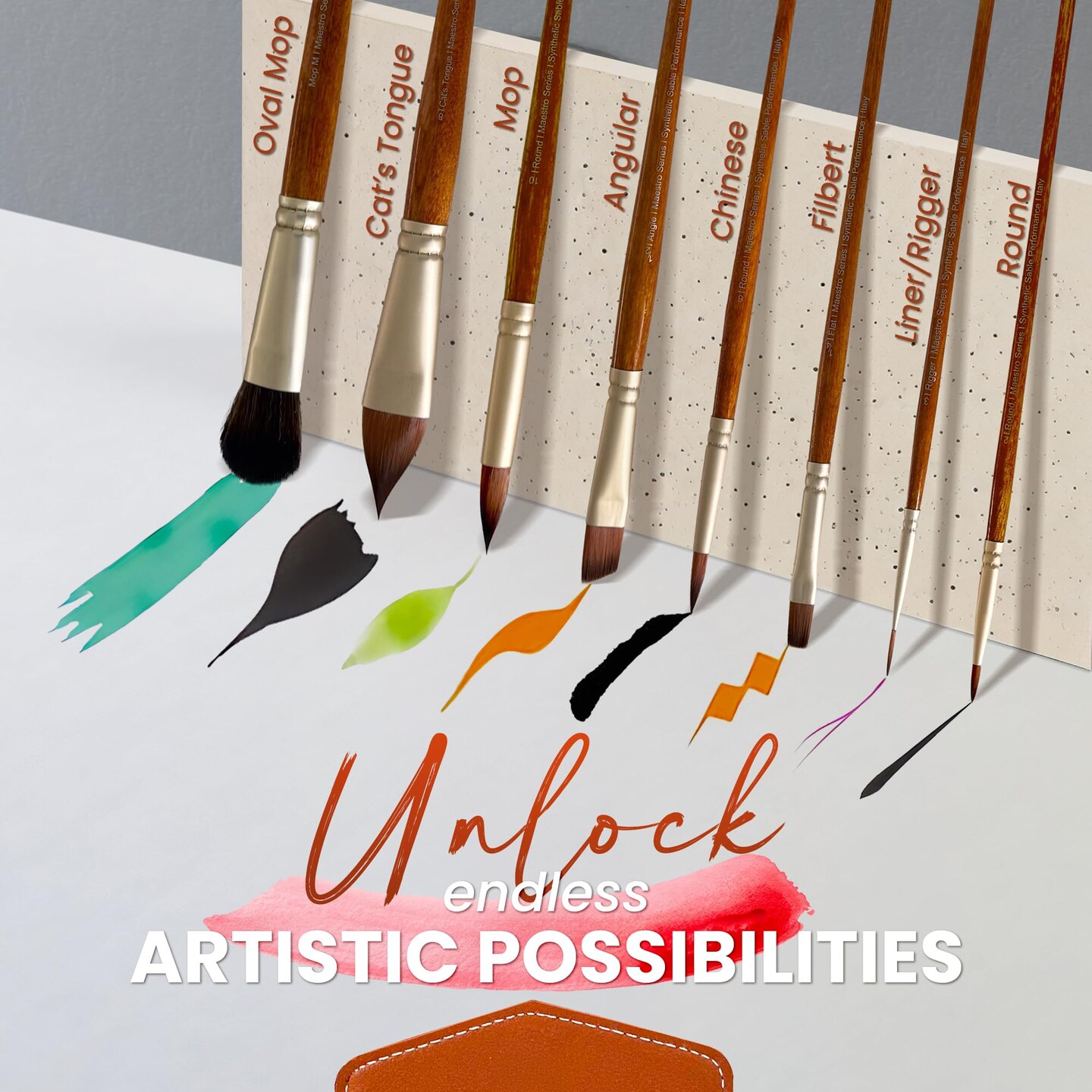 Sable Watercolor Brushes 8Pcs Kolinsky Sable Performance Brush Set, Outstanding Color Flow, Durable Performance & Precision Shape Retention