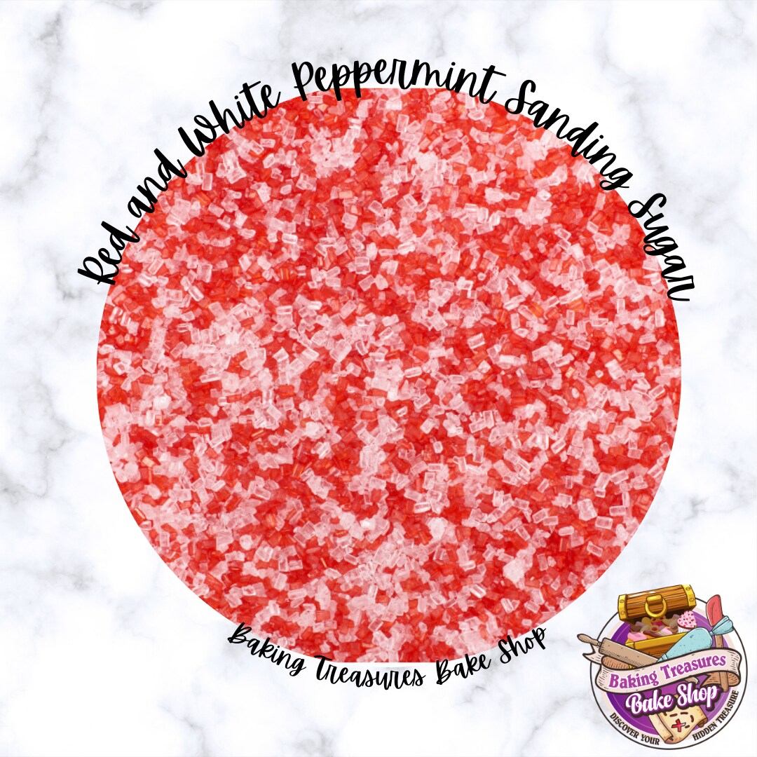 Red and White Peppermint Flavored Crystal Sanding Sugar
