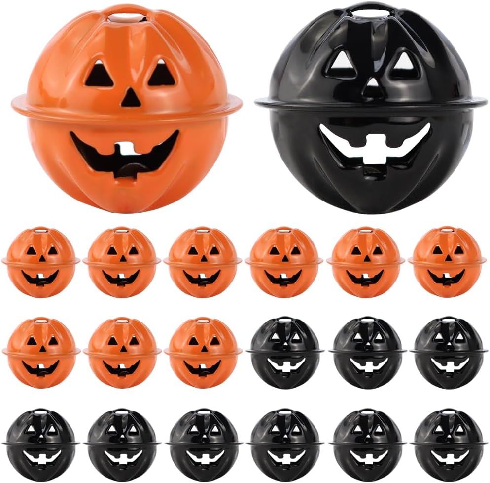 Pumpkin Bells Head Craft Bells for DIY Halloween Decor Collar Jingle Bells Halloween Decorations Ornament Jewelry Findings Charms Pendant
