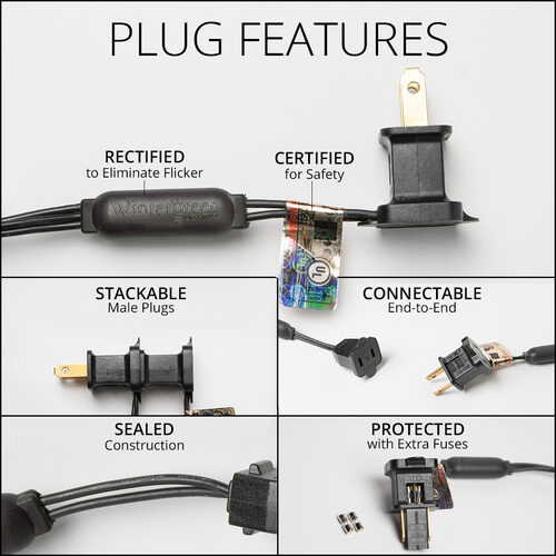 70 5mm Purple LED Christmas Halloween Lights, 4" Spacing, Black Wire