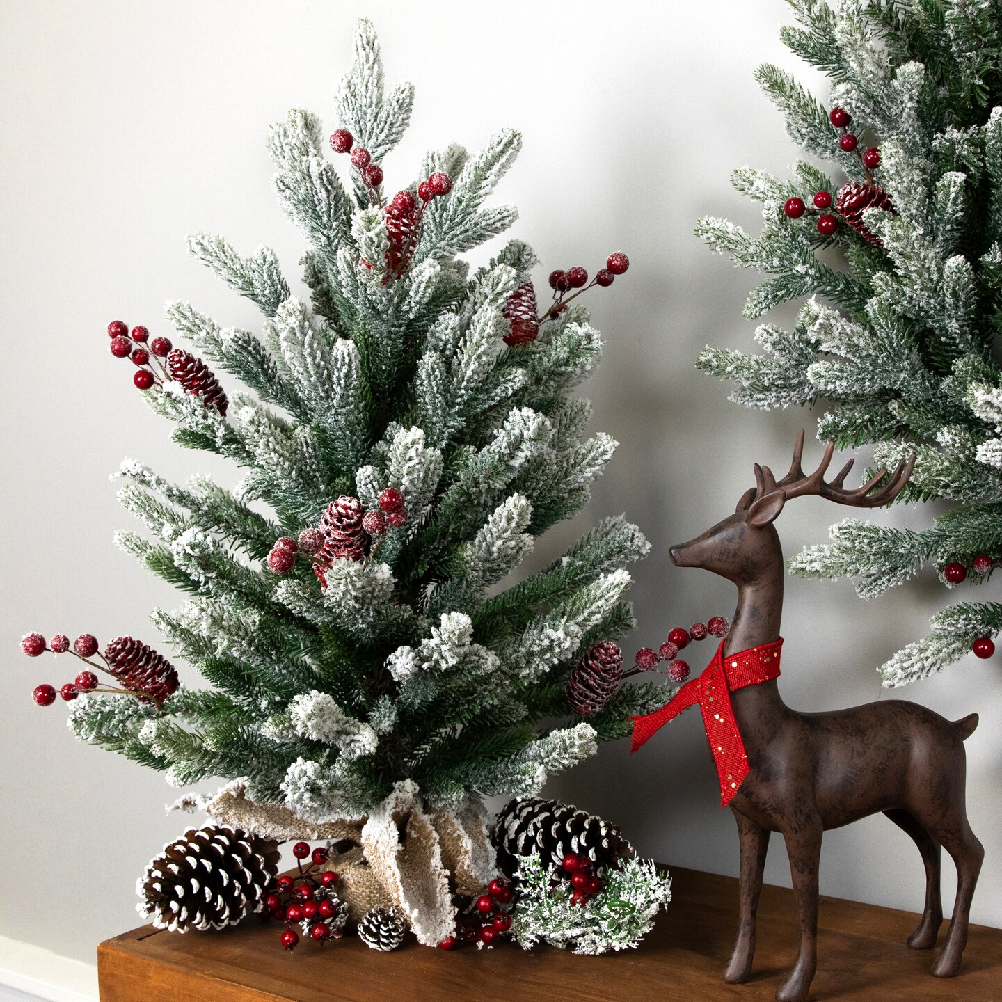 Northlight Real Touch&#x2122;&#xFE0F; Potted Flocked Mini Fir Pine Artificial Christmas Tree - 25&#x22; - Unlit