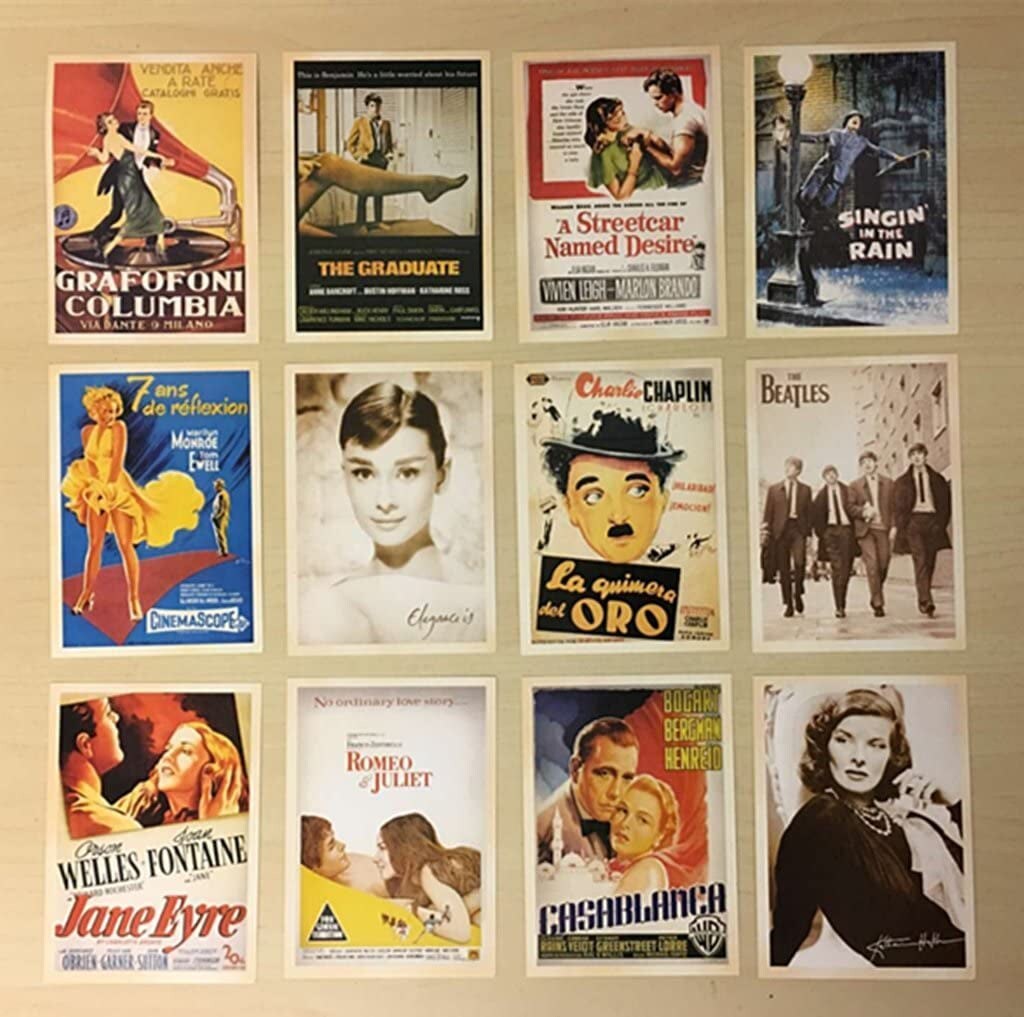 Collectible Vintage Ads &#x26; Movie Poster Postcards Bulk Pack