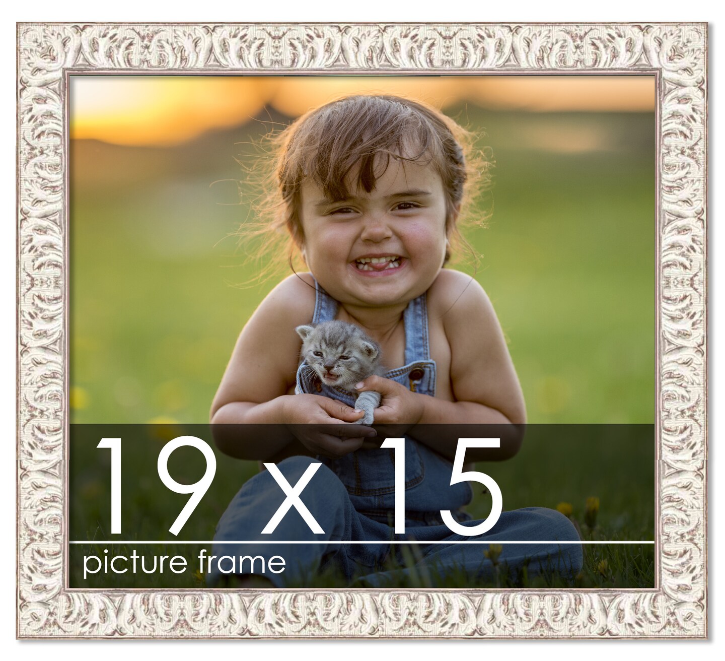 19x15 Refined White Picture Frame - UV Acrylic, Foam Board Backing, Hanging Hardware