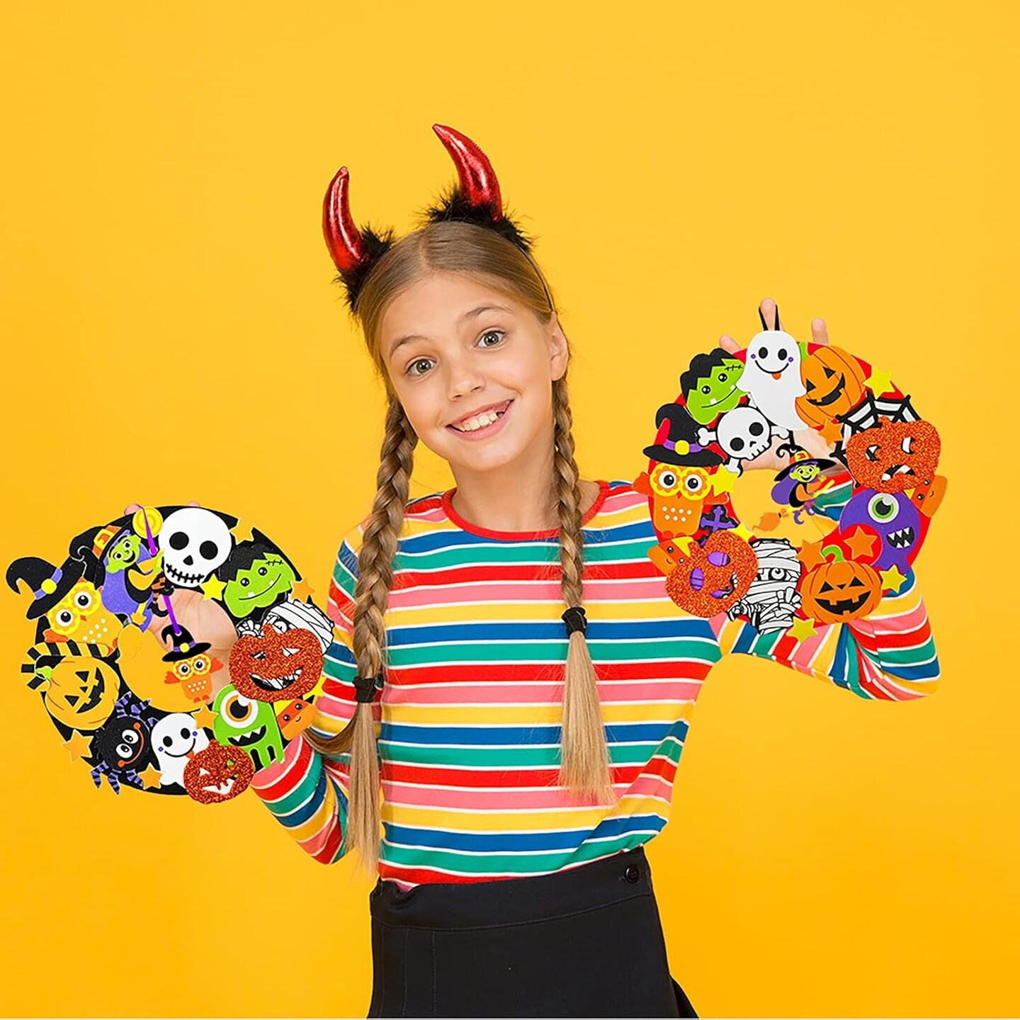 12 Sets Halloween Wreath Decorations Foam Halloween Wreath Signs Craft Kits