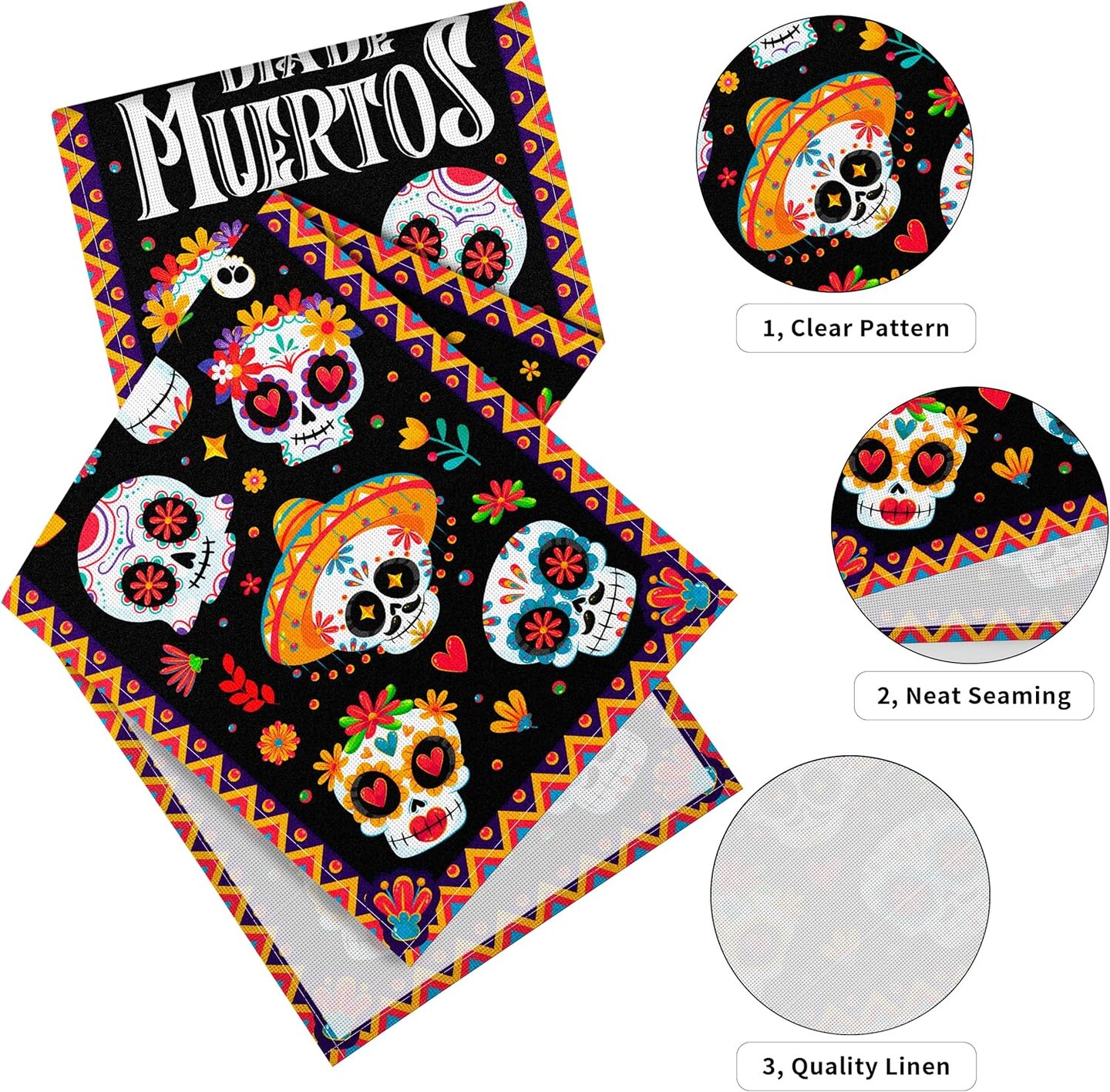 Day of The Dead Table Runner Dia de Muertos Table Runner Mexican Day of The Dead Decorations Sugar Skull Decor Dia De Los Muertos Party Table Decorations
