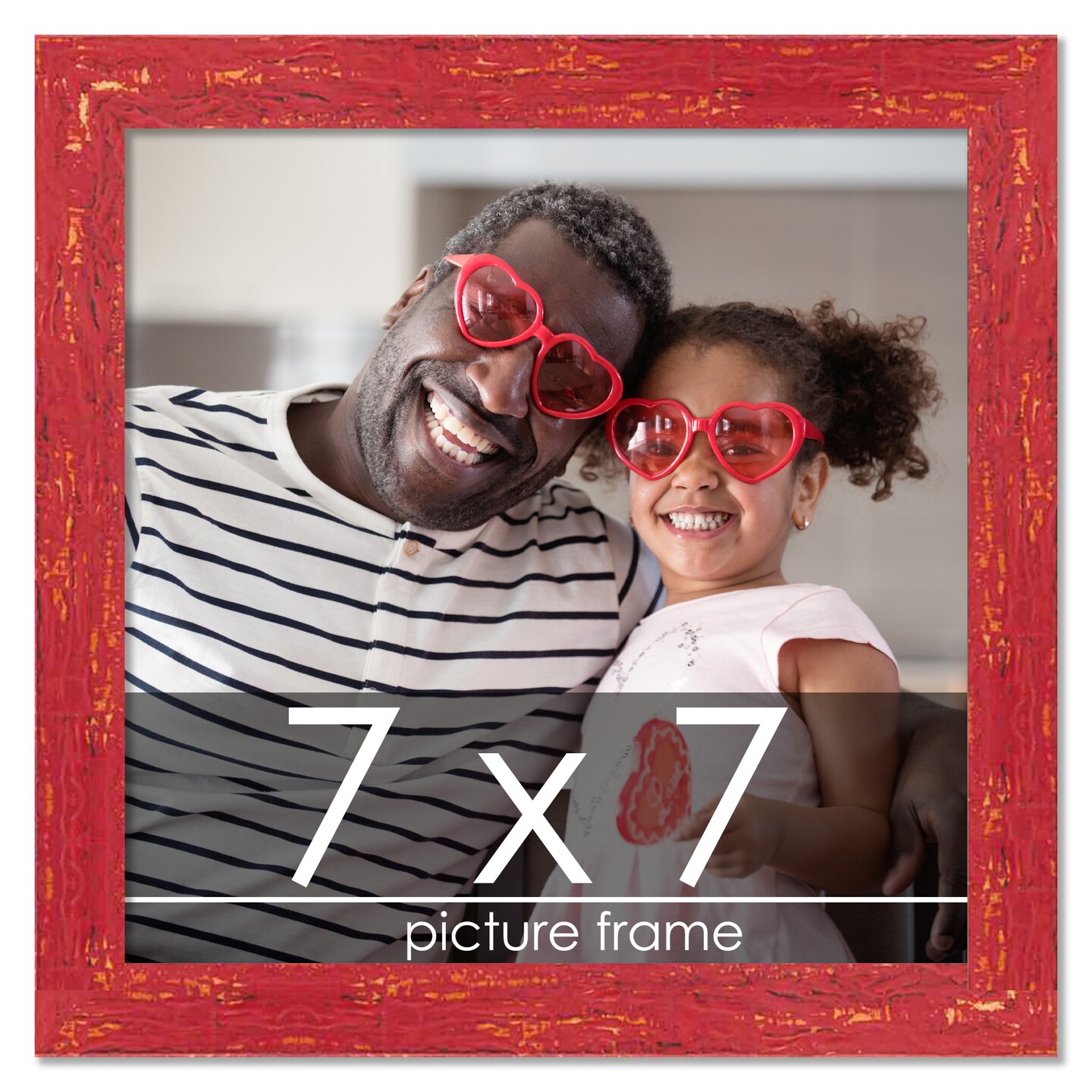 Square Shabby Chic Red Picture Frame - UV Acrylic, Foam Board Backing, Hanging Hardware