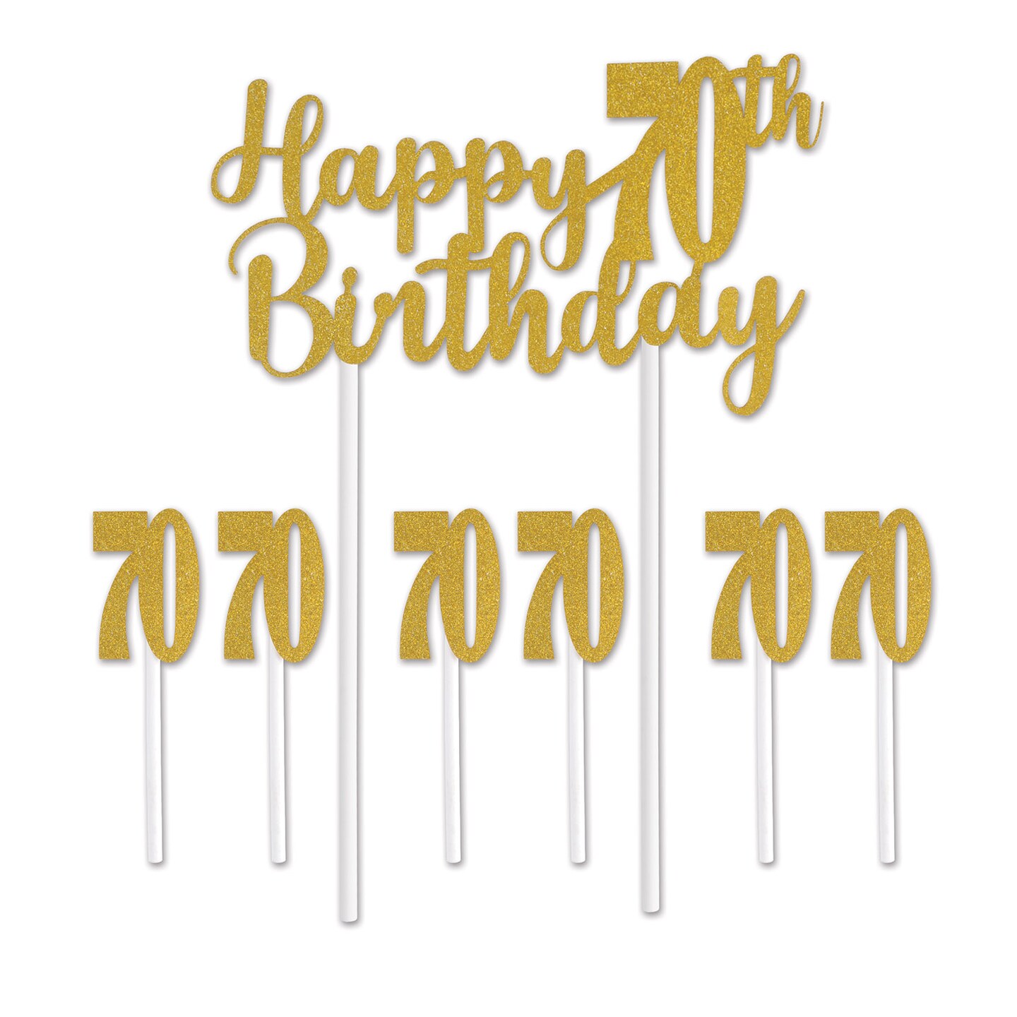 Beistle 6in. x 8¼in. Happy 70th Birthday Cake Topper - 12 Pack