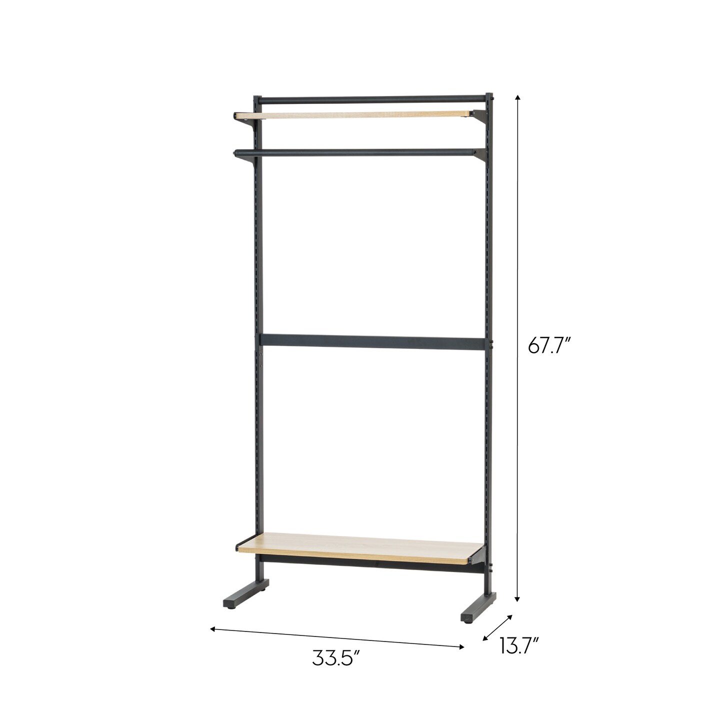 IRIS USA Portable Shelving Unit with 2 Adjustable Shelves and Clothing Rod, for Office, Laundry, Kitchen, Bedroom, Bathroom, and Other Small Rooms
