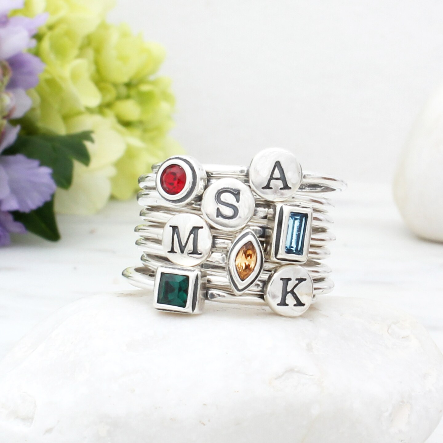 Mothers Stackable Rings - Personalized Stacking Ring - Gift for Mom - high quality Name Rings - Mothers Jewelry - Mothers Ring - Mom Ring