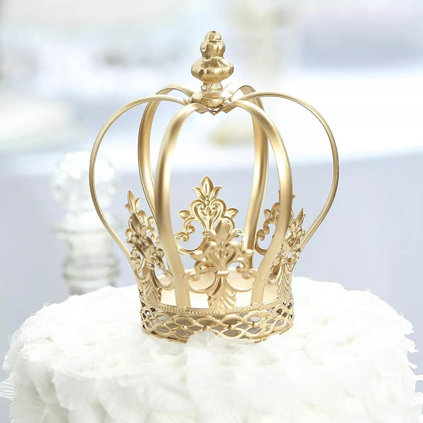 8&#x22; tall Gold Metal Royal Crown Cake Topper Centerpieces Events Party Decorations