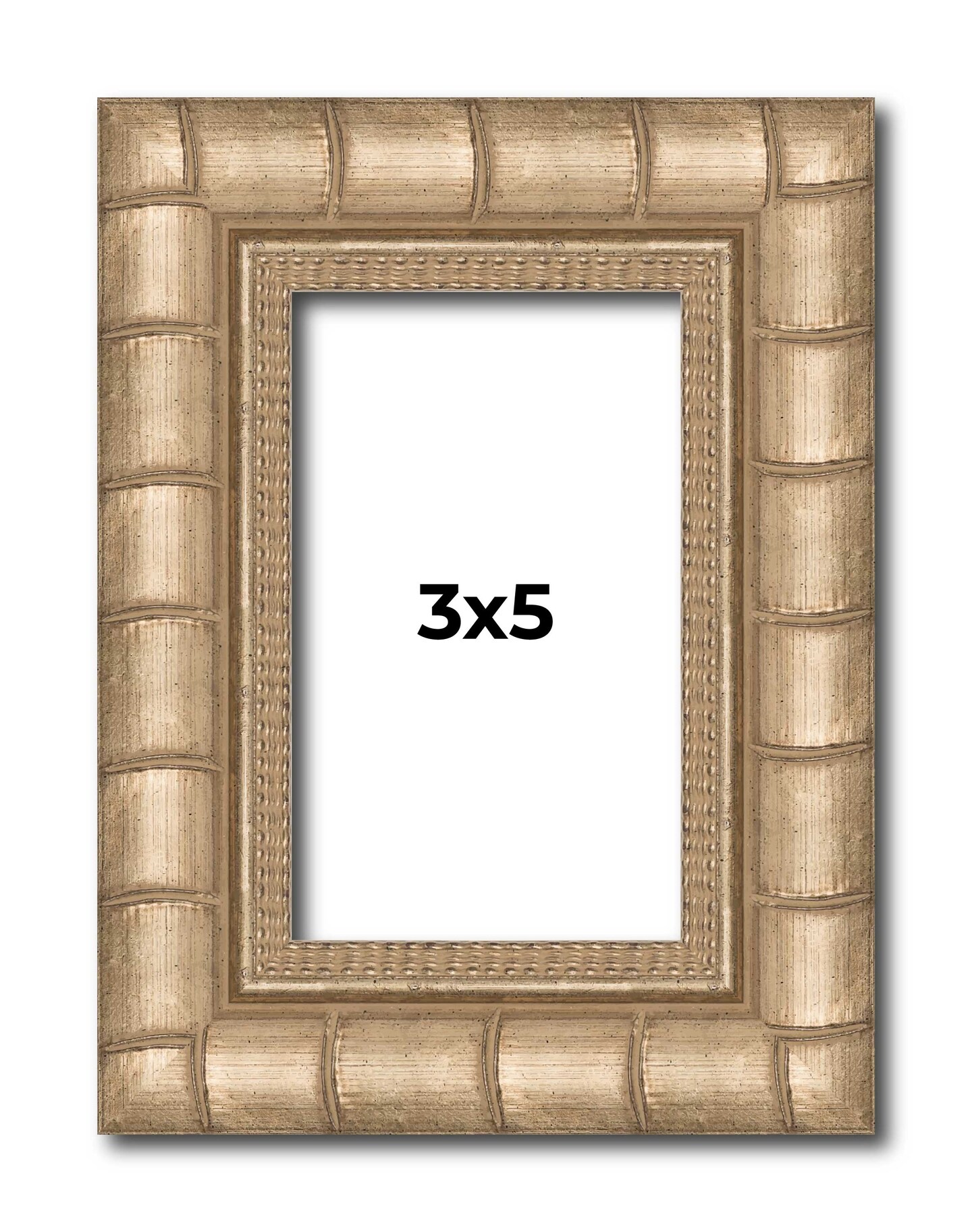3x5 Modern Bamboo Picture Frame with UV-Resistant Acrylic & Acid Free Backing, Available in 5 Finishes - Gold, Silver, Brown, Black, and Natural