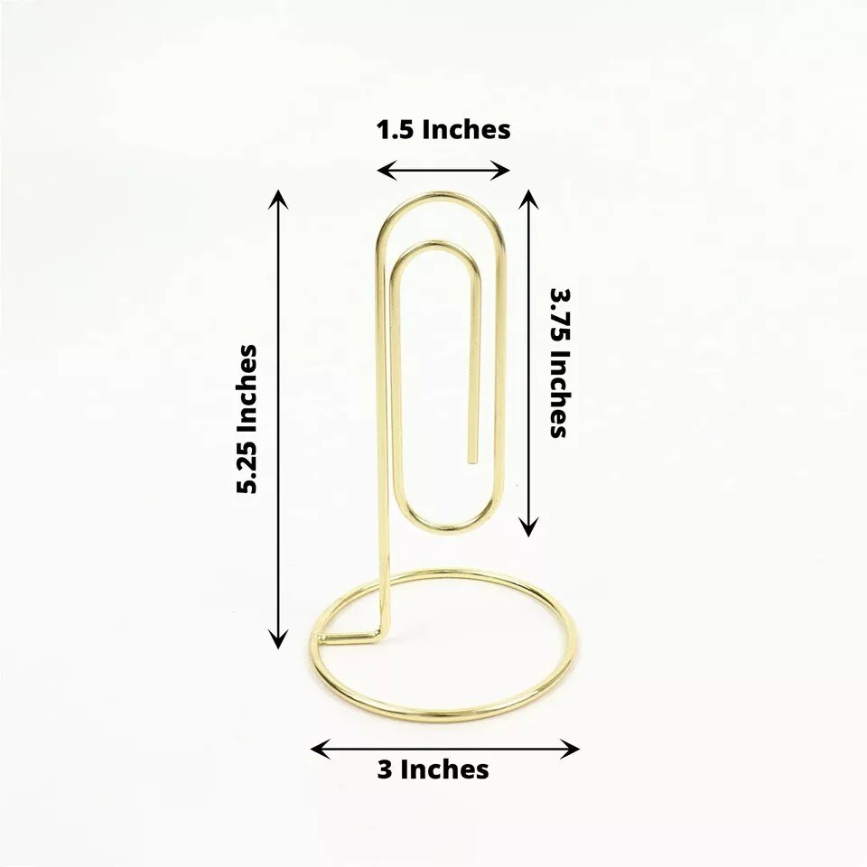 Gold 5 Sign Holders 5&#x22; Paperclip Metal Table Number Stands Party Decorations
