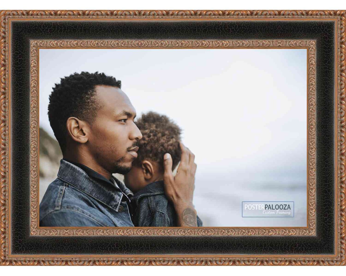 8x10 Ornate Brown Picture Frame - UV Acrylic, Foam Board Backing, Hanging Hardware