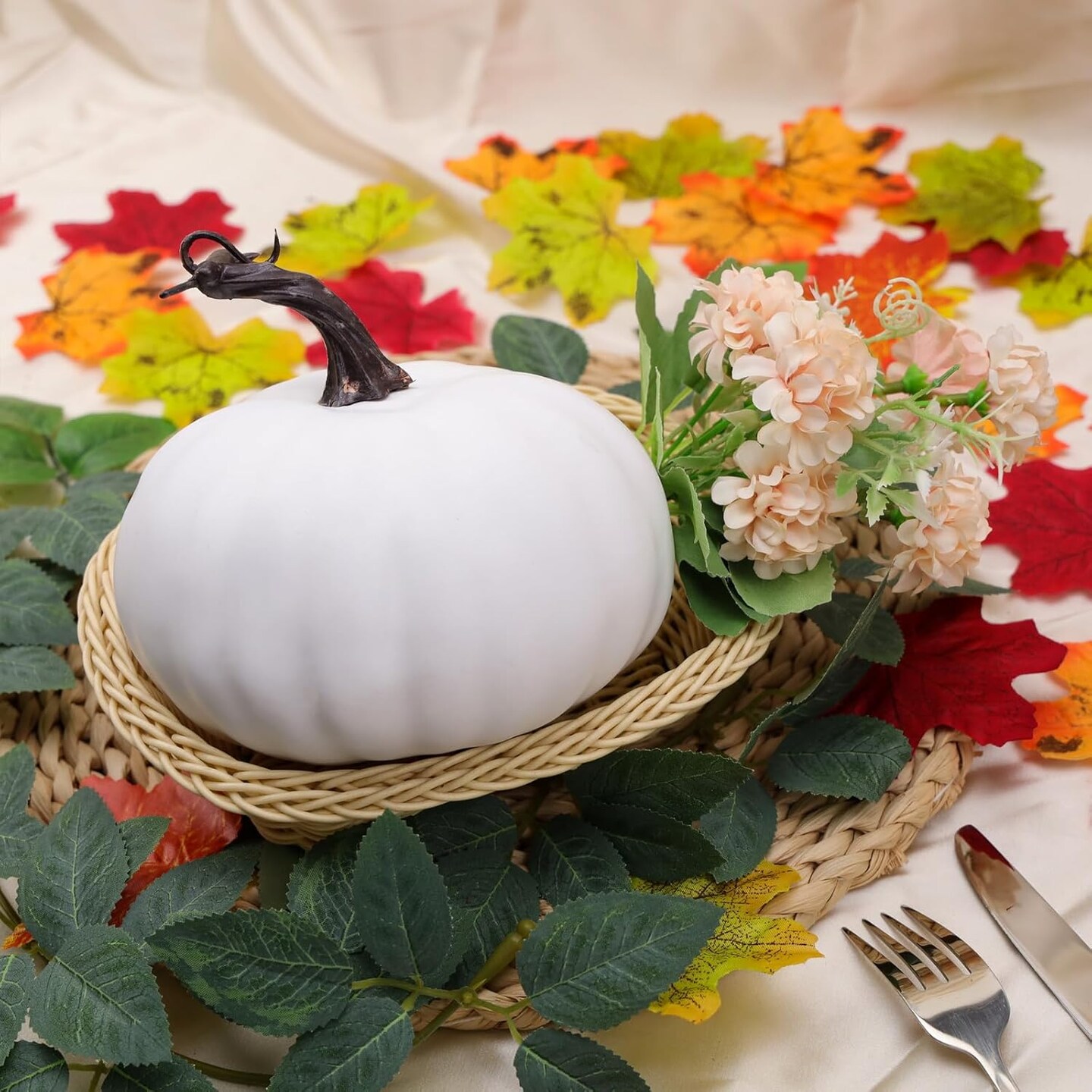 Fake Paintable Pumpkin Decoration Fall Harvest for Home Kitchen Farmhouse Halloween Thanksgiving Wedding - 1Pcs
