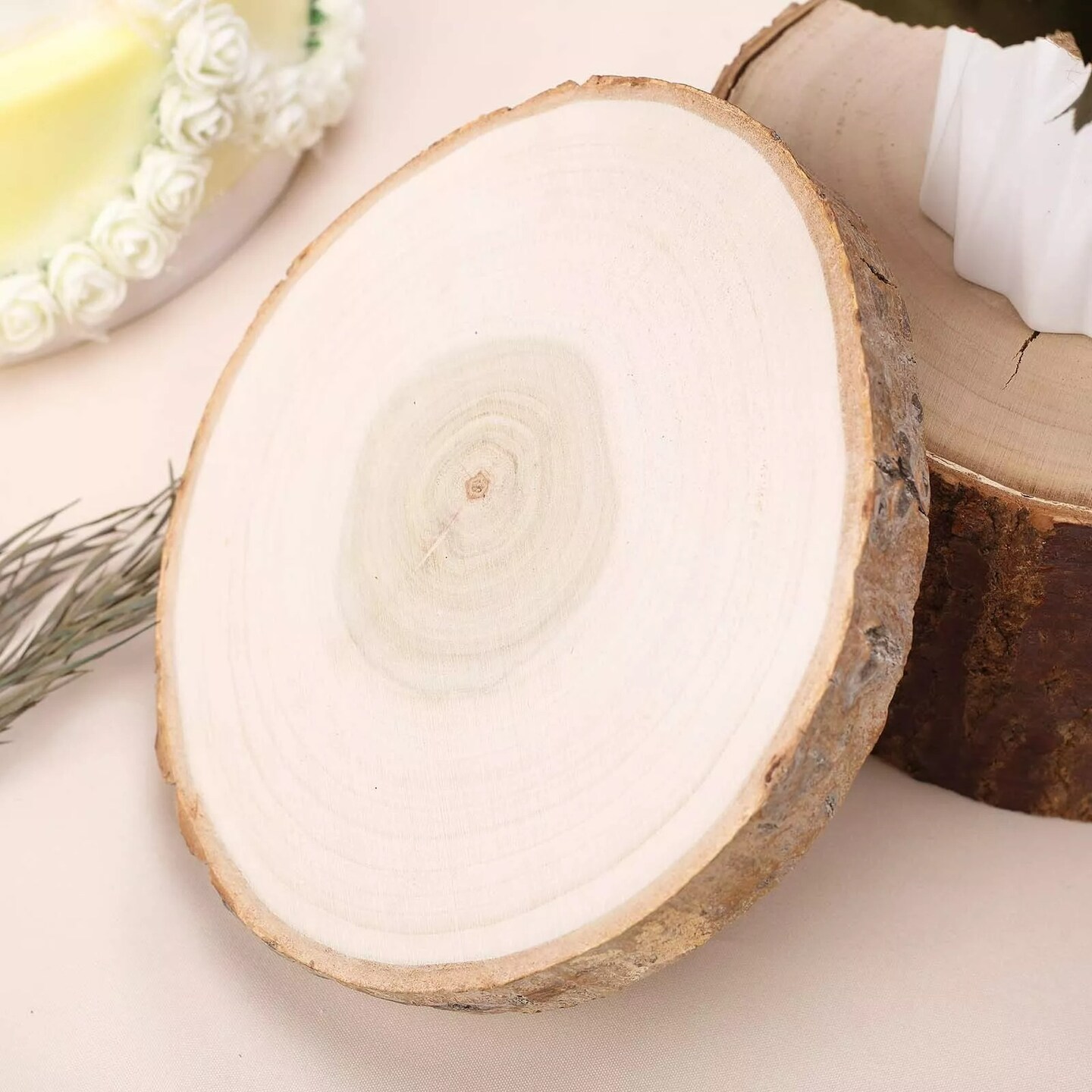 7-9&#x22; Natural Round Poplar Wood Slices Wedding Centerpieces Crafts Decorations