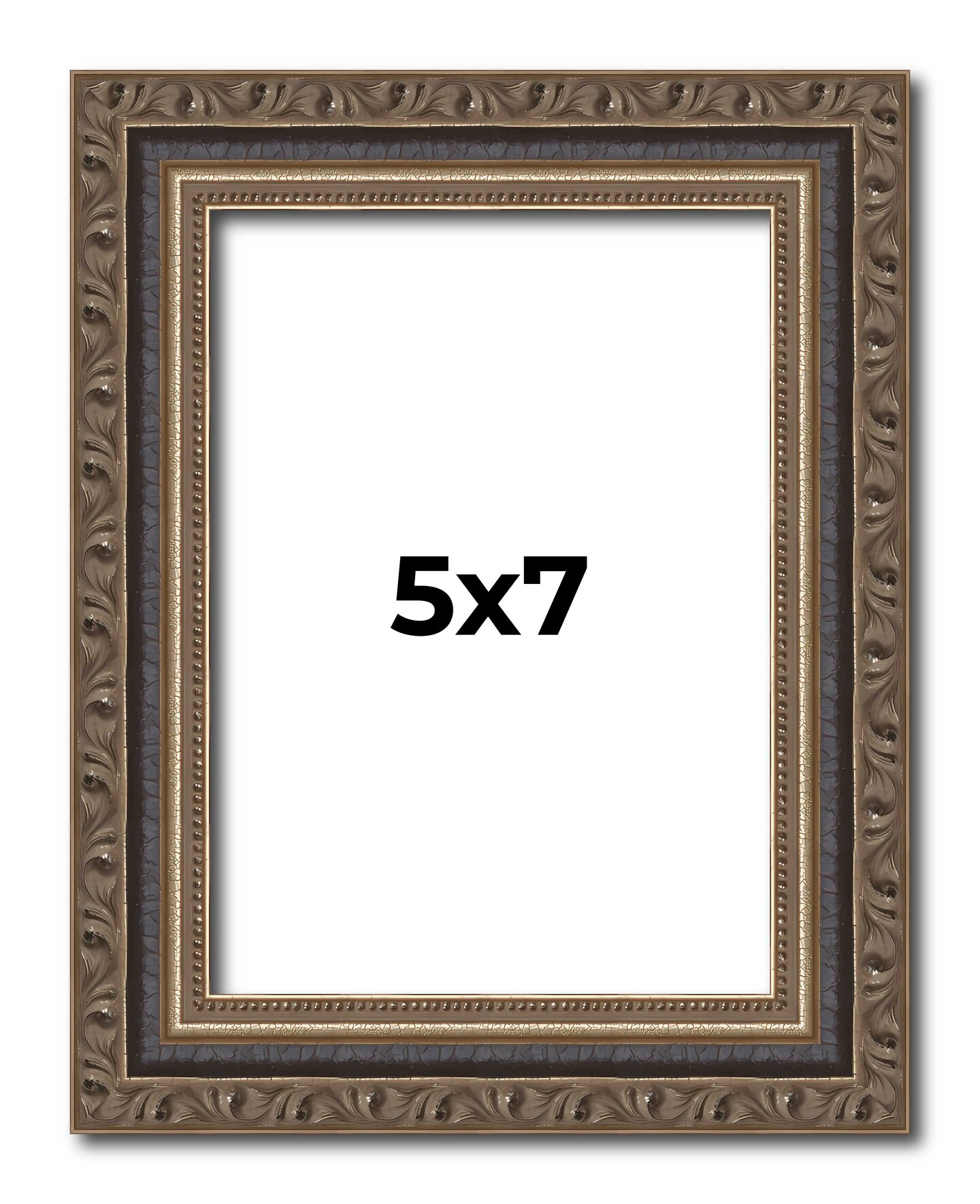 5x7 Sculpted Silver Picture Frame - UV Acrylic, Foam Board Backing, Hanging Hardware