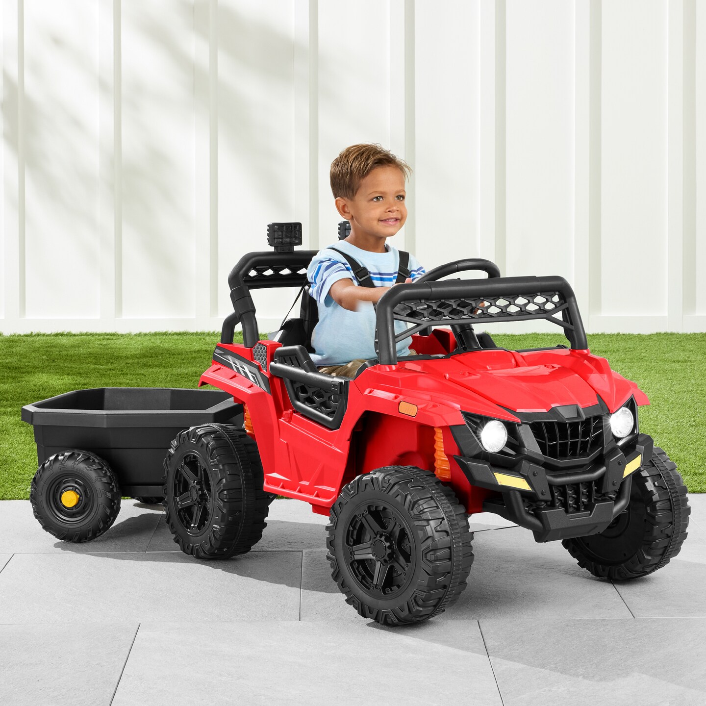 Best Choice Products Kids 12V Electric Ride-On UTV and Trailer w/ Parent Remote Control, LED Lights