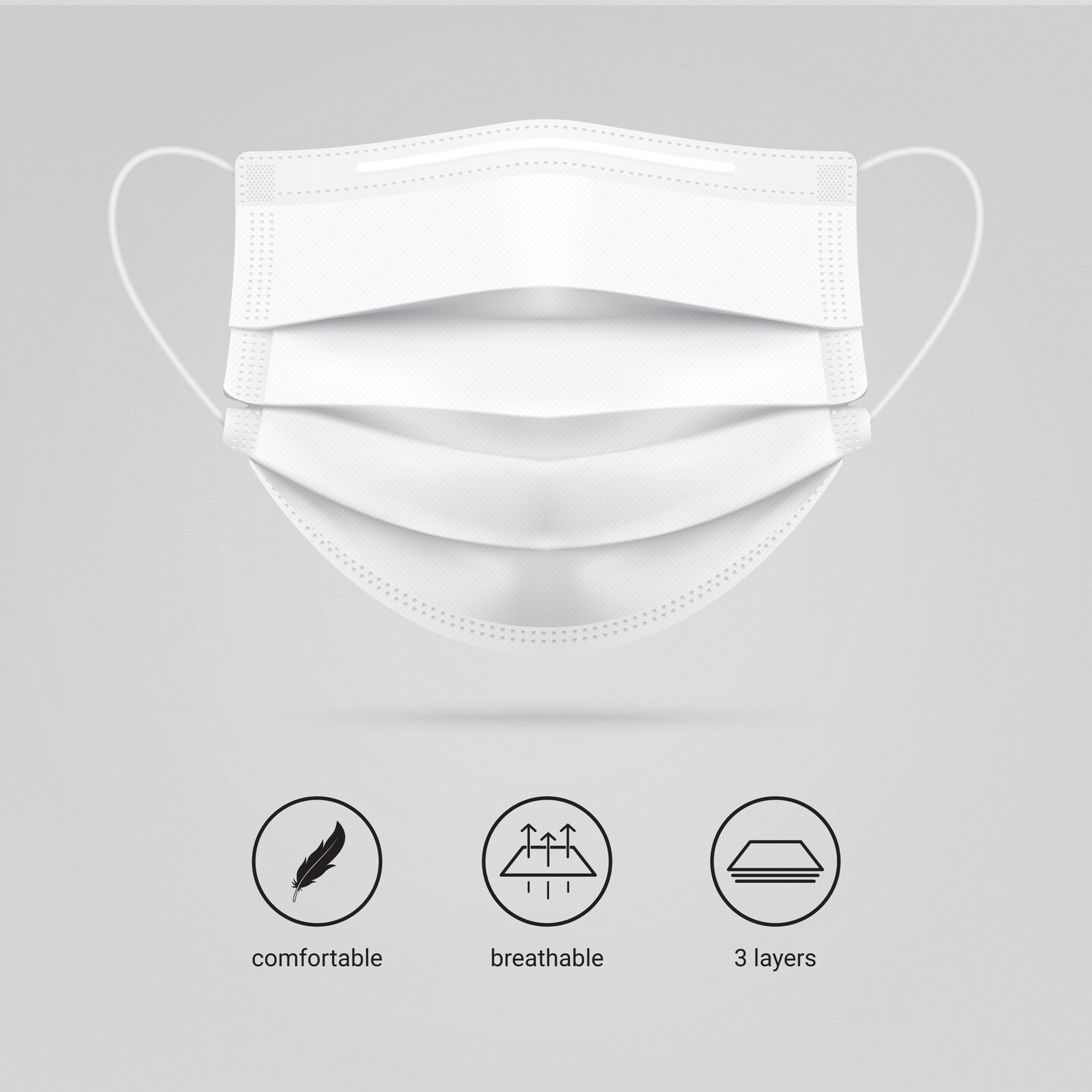IRIS USA 50-Piece Earloop Face Mask, Made in USA