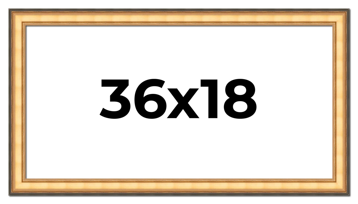 Panoramic Traditional Gold Picture Frame - UV Acrylic, Foam Board Backing, Hanging Hardware